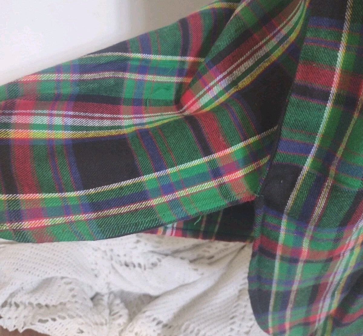 Vintage Anthony Richards 1X Plaid Flannel Nightgown 100% Cotton Maxi Half Zip