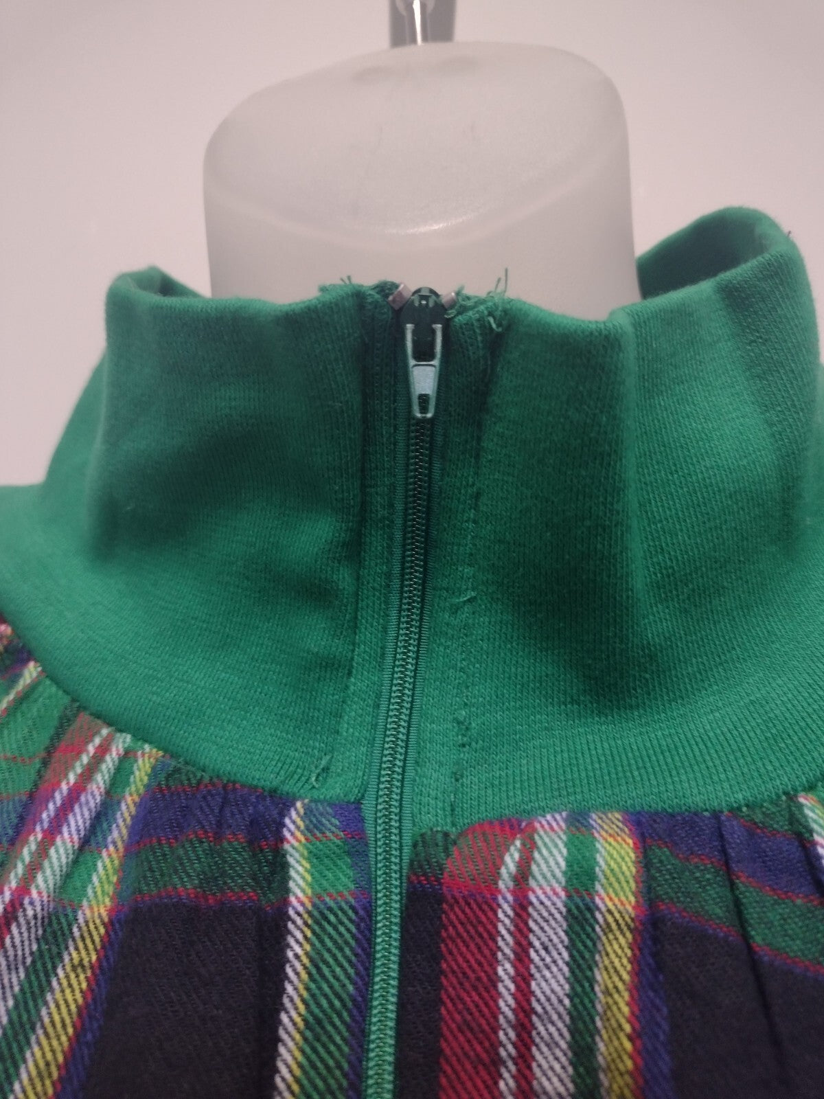 Vintage Anthony Richards 1X Plaid Flannel Nightgown 100% Cotton Maxi Half Zip
