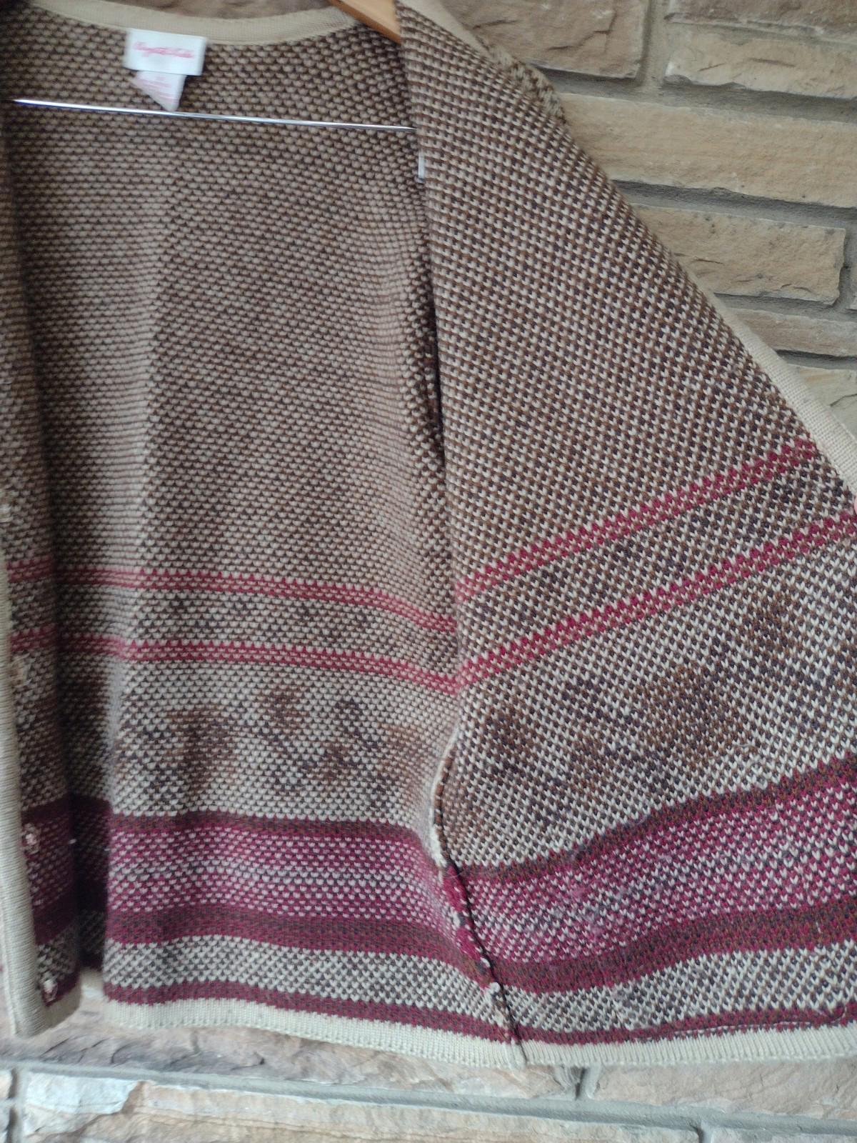 Vintage Crystal-Kobe Leaf Knit Cardigan Small Acrylic Fall Sweater Mexico
