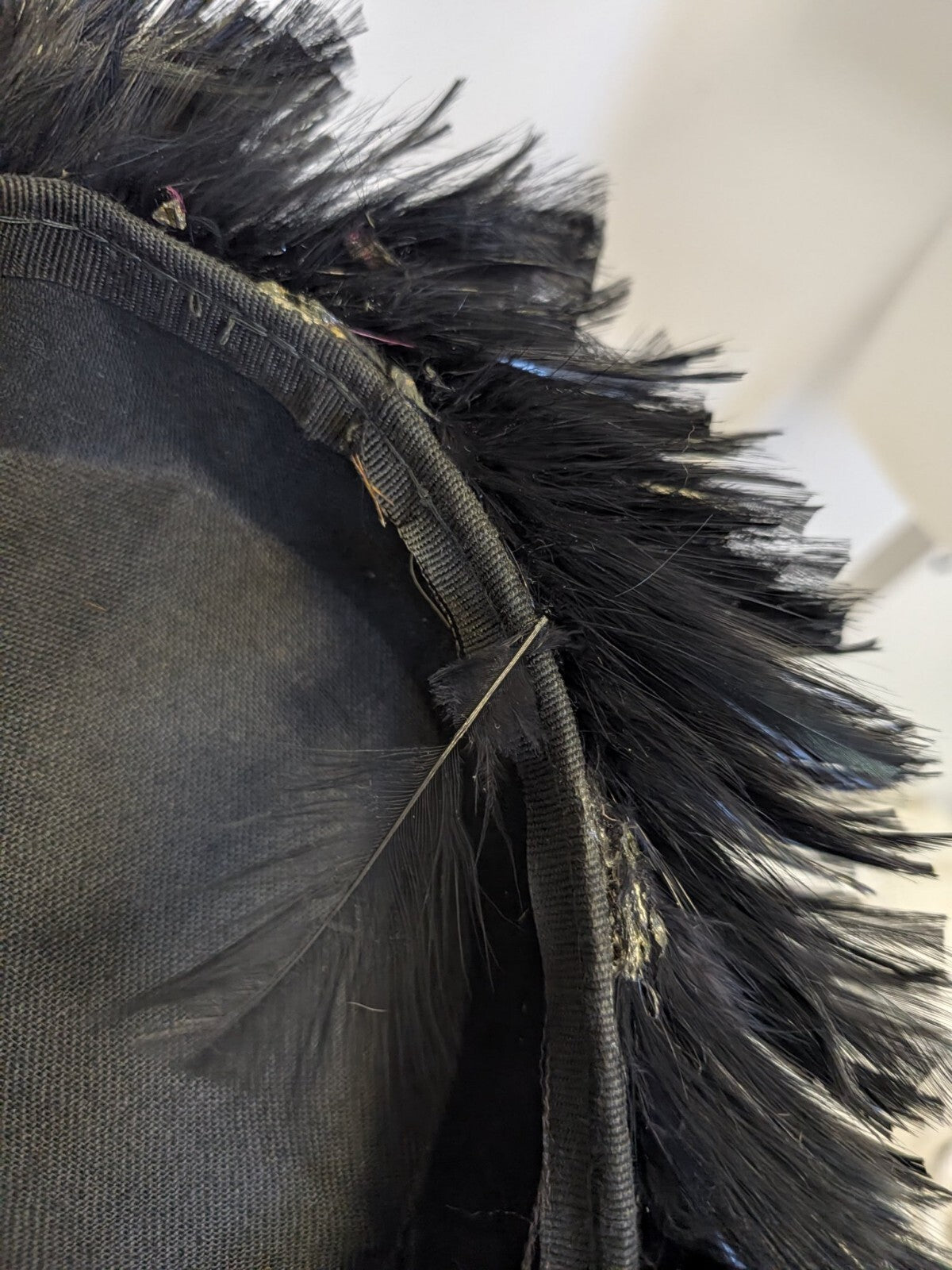 Vintage Feather Hat Black Pillbox Cocktail 1950s 60s Toque Percher Unbranded