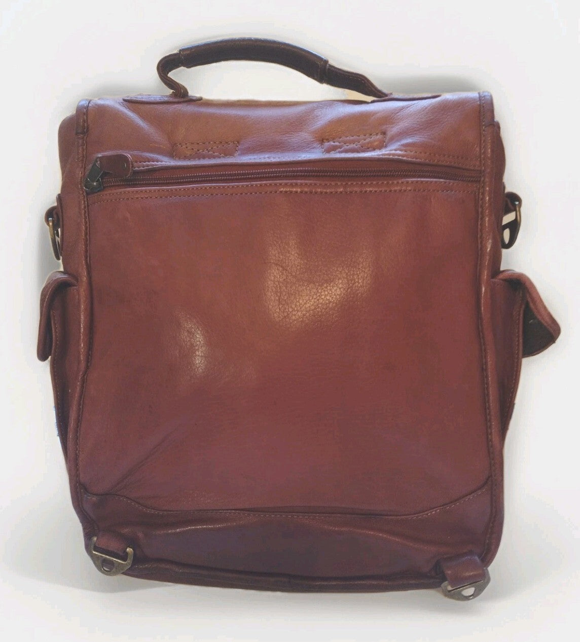 Leather Convertible Backpack Laptop Messenger Bag Brown Boho Travel 3 Way 16in