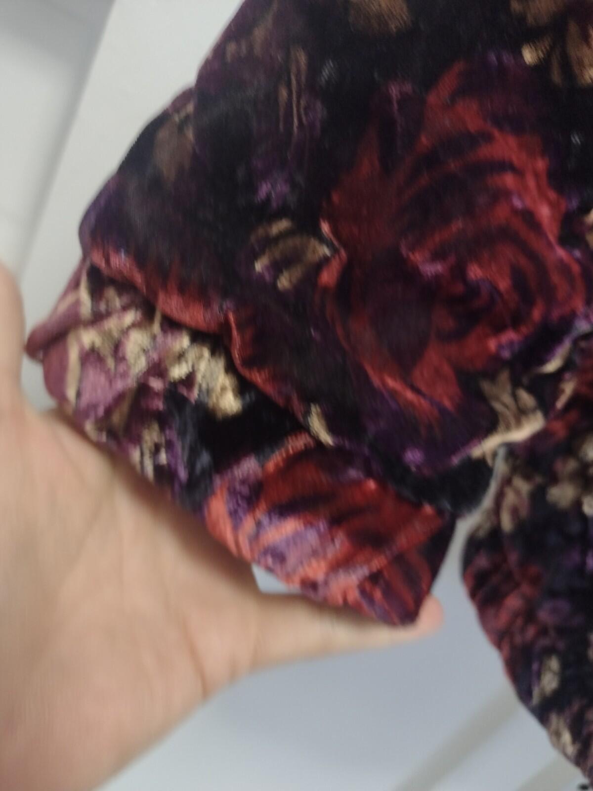 Vintage 80s Rafael Floral Velvet Quilted Bomber Jacket L Made in Taiwan R.O.C.