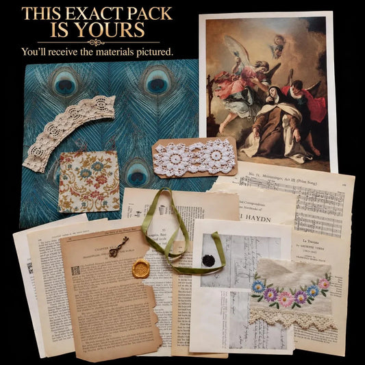 Victorian Peacock Ephemera Pack Vintage Book Pages Textiles Junk Journal Collage