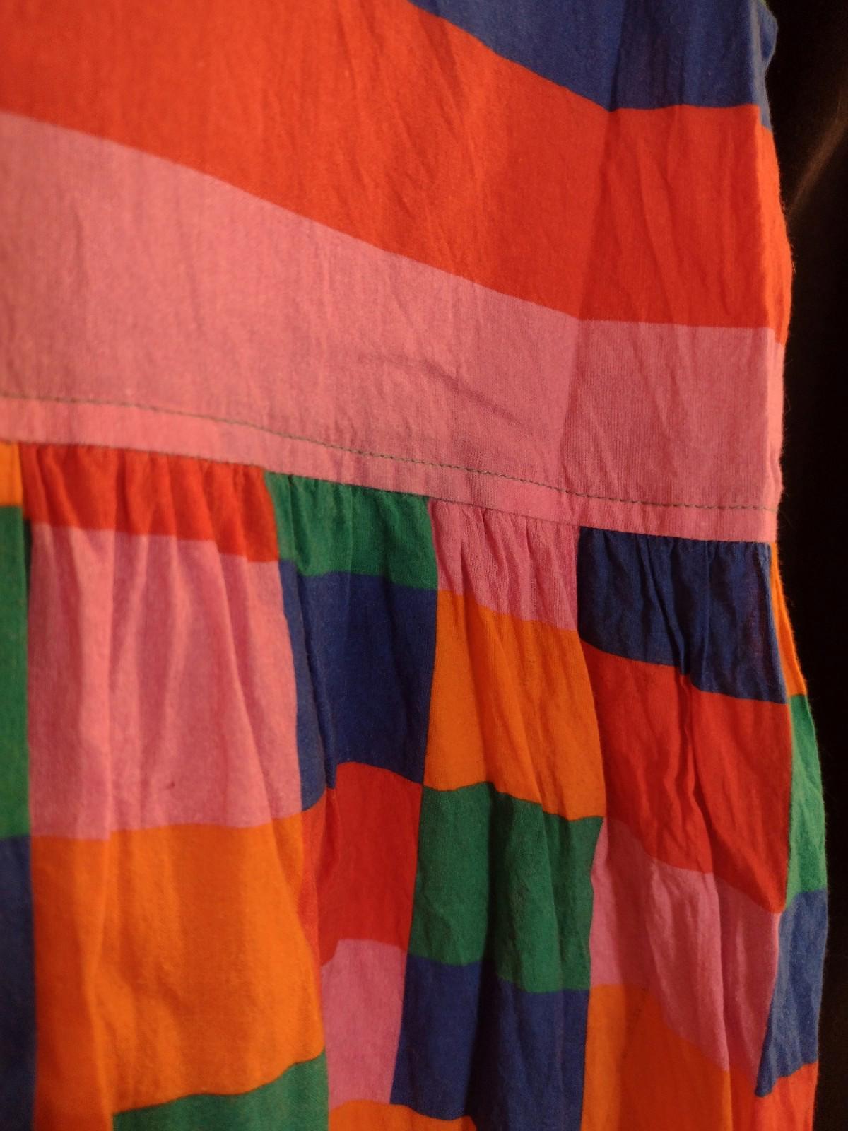 Briton Court Maxi Dress L Geometric Patchwork Boho Tiered Butterfly Sleeve