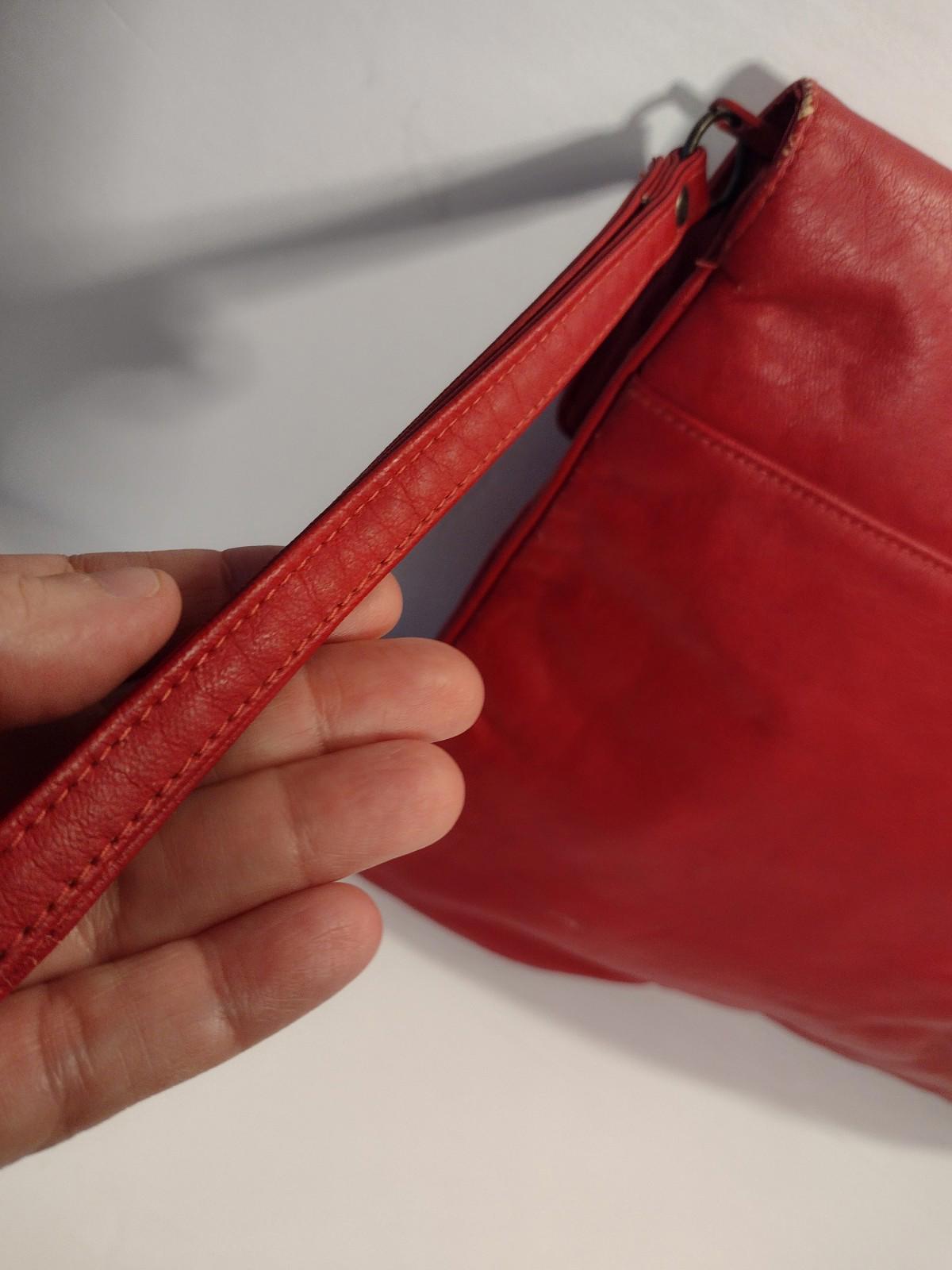 Vintage Sarne Country Crafted Red Faux Leather Envelope Clutch Bag Taiwan 14x10