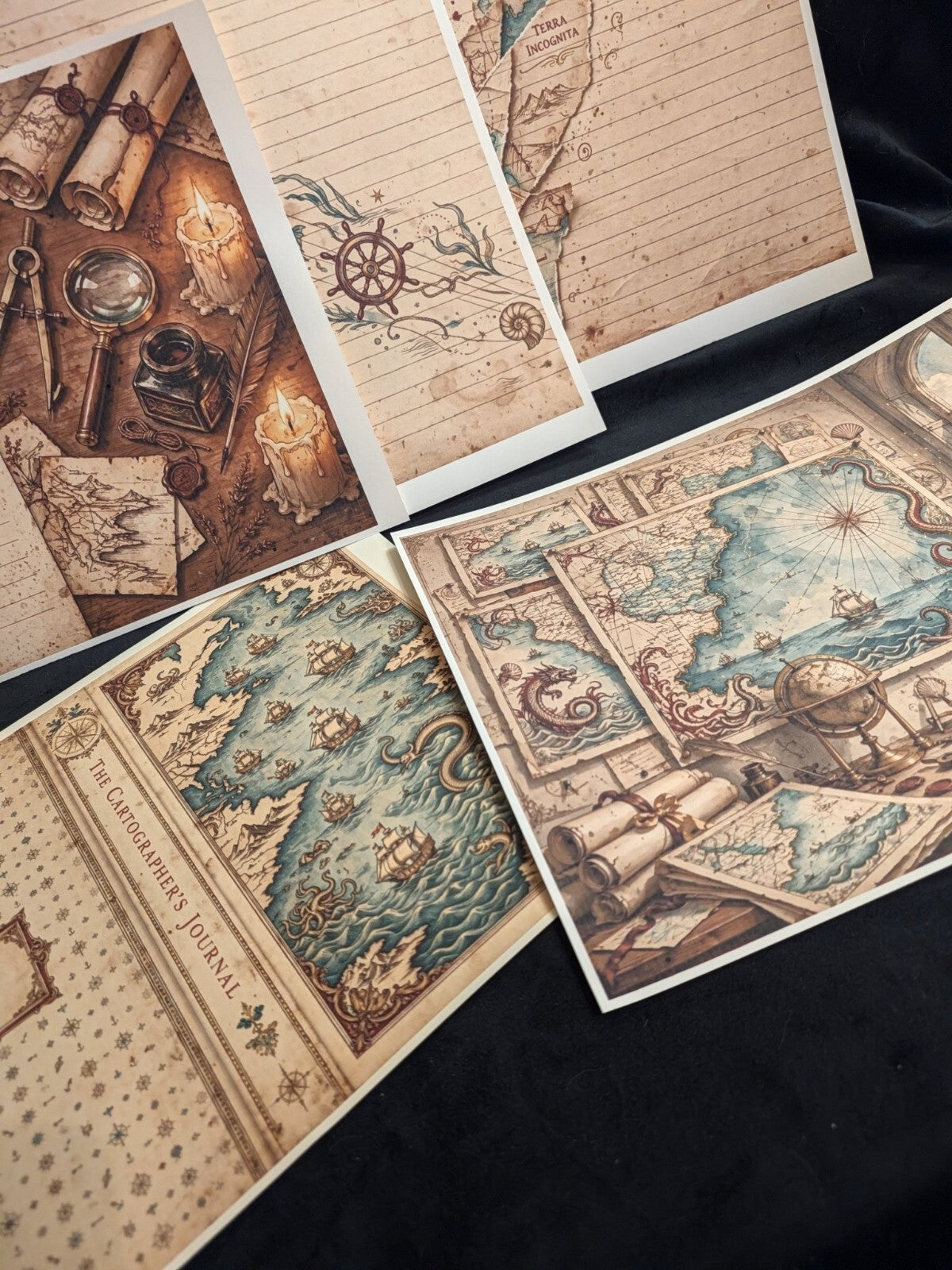 Cartographer Paper Kit 6pc Nautical Map Journal Ephemera Junk Journal Scrapbook