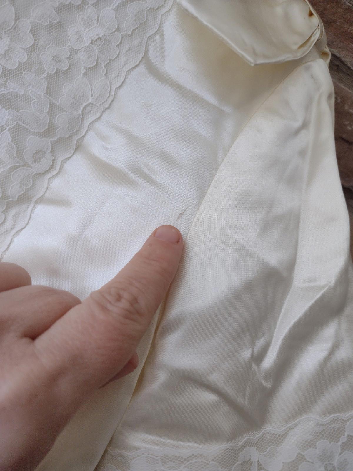 🔥 VTG 1960s Custom Catherine Chappell Ivory Satin Wedding Dress w/ Capelet