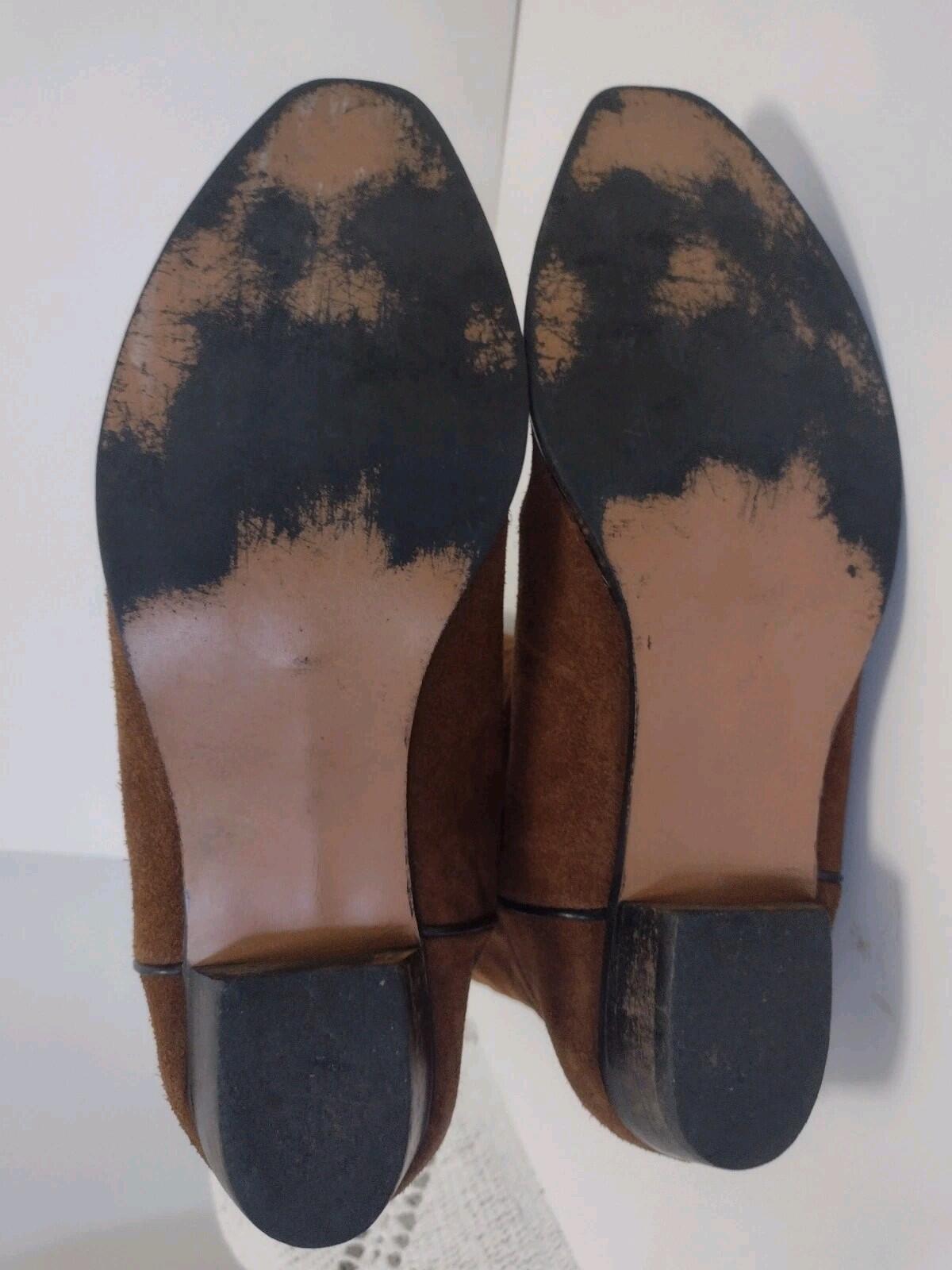 Vintage 70s Brown Suede Western Boots Women’s 10N Soft Shaft Green Lining