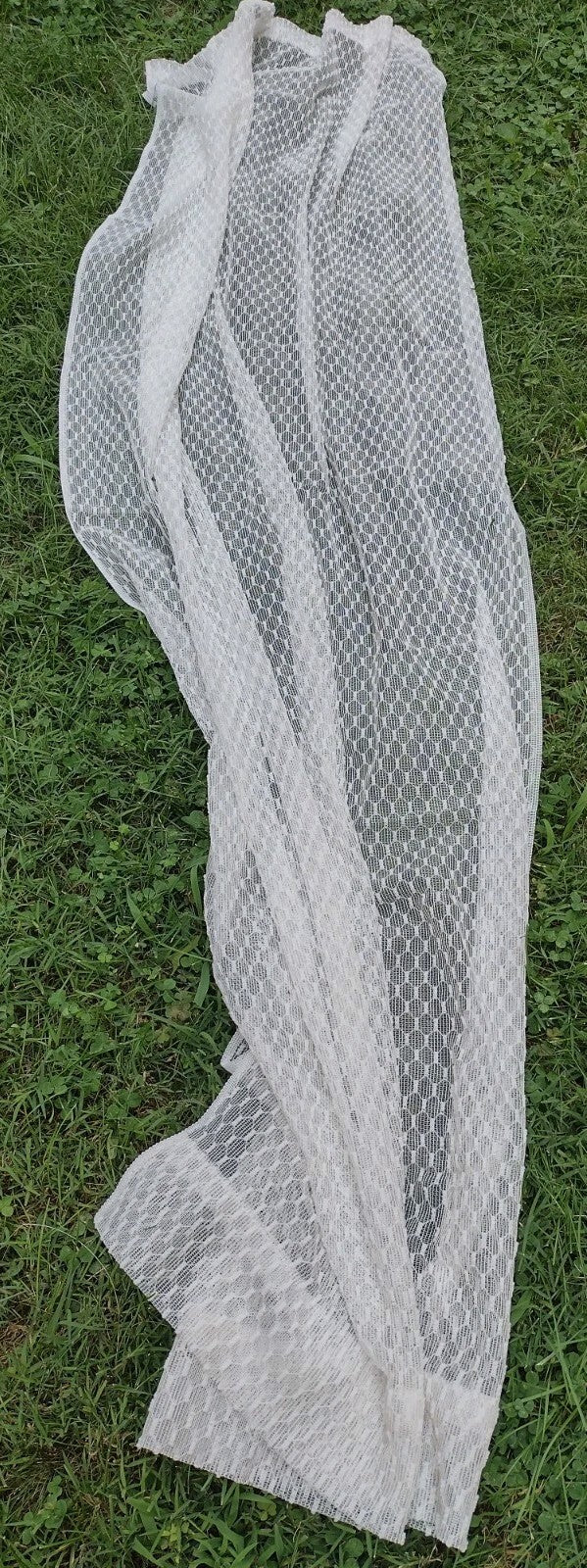Curtains Vintage 60s Sheer Honeycomb Chenille Texture 39x78 Rod Pocket Pair