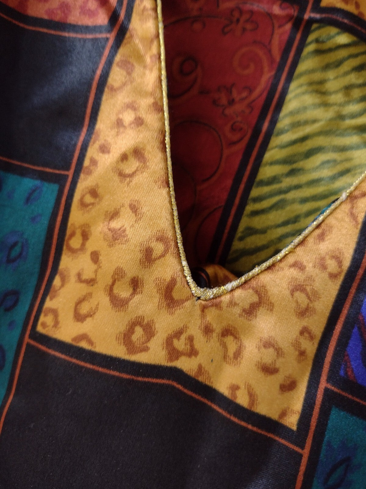 Vintage Womens Caftan Lot 2 One Size Animal Print Satin Lounge Maxi Dresses