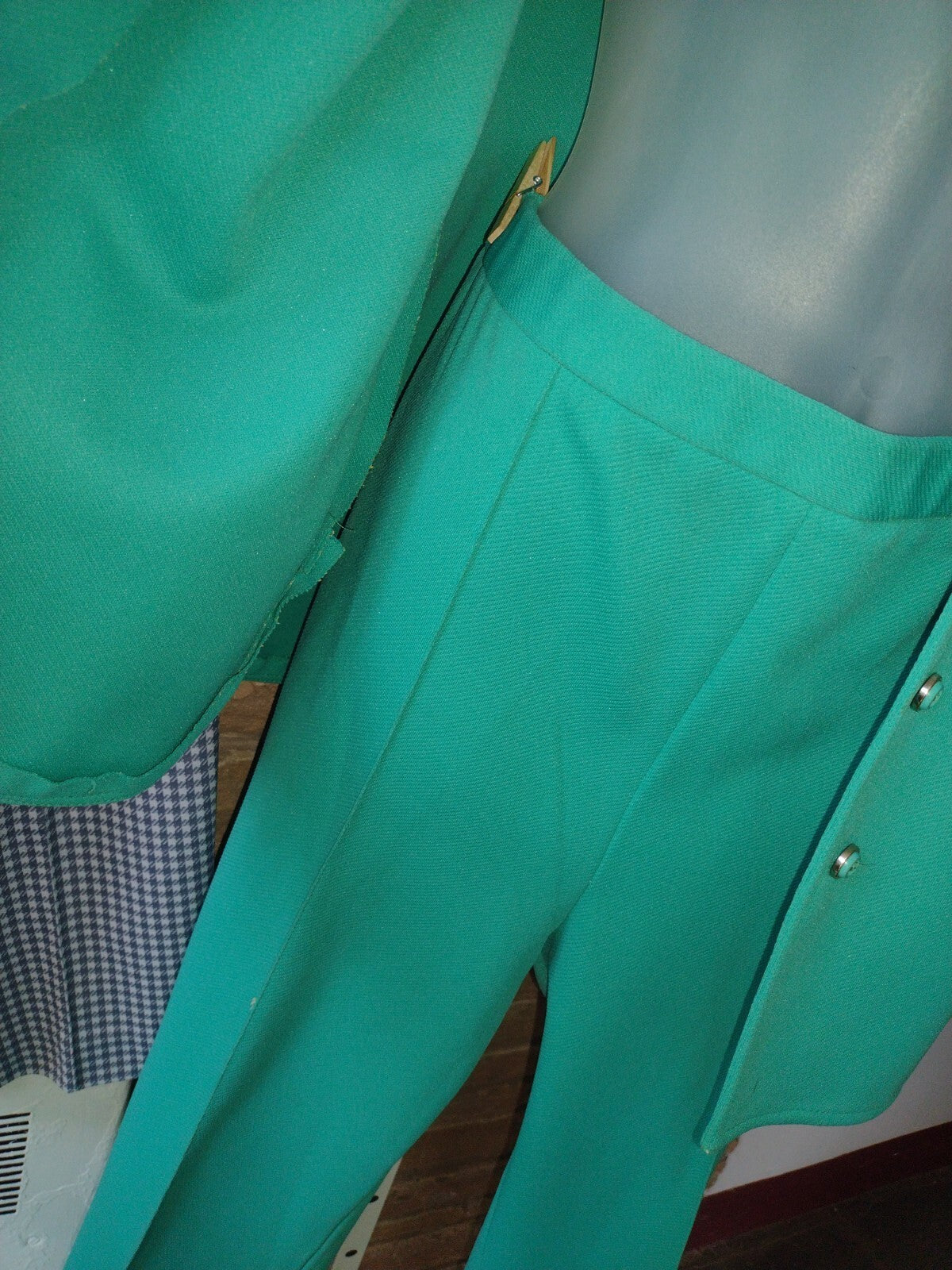 2 Vtg 60s 70s Womens Pantsuits Alex Colman Houndstooth Mod Straight Leg M