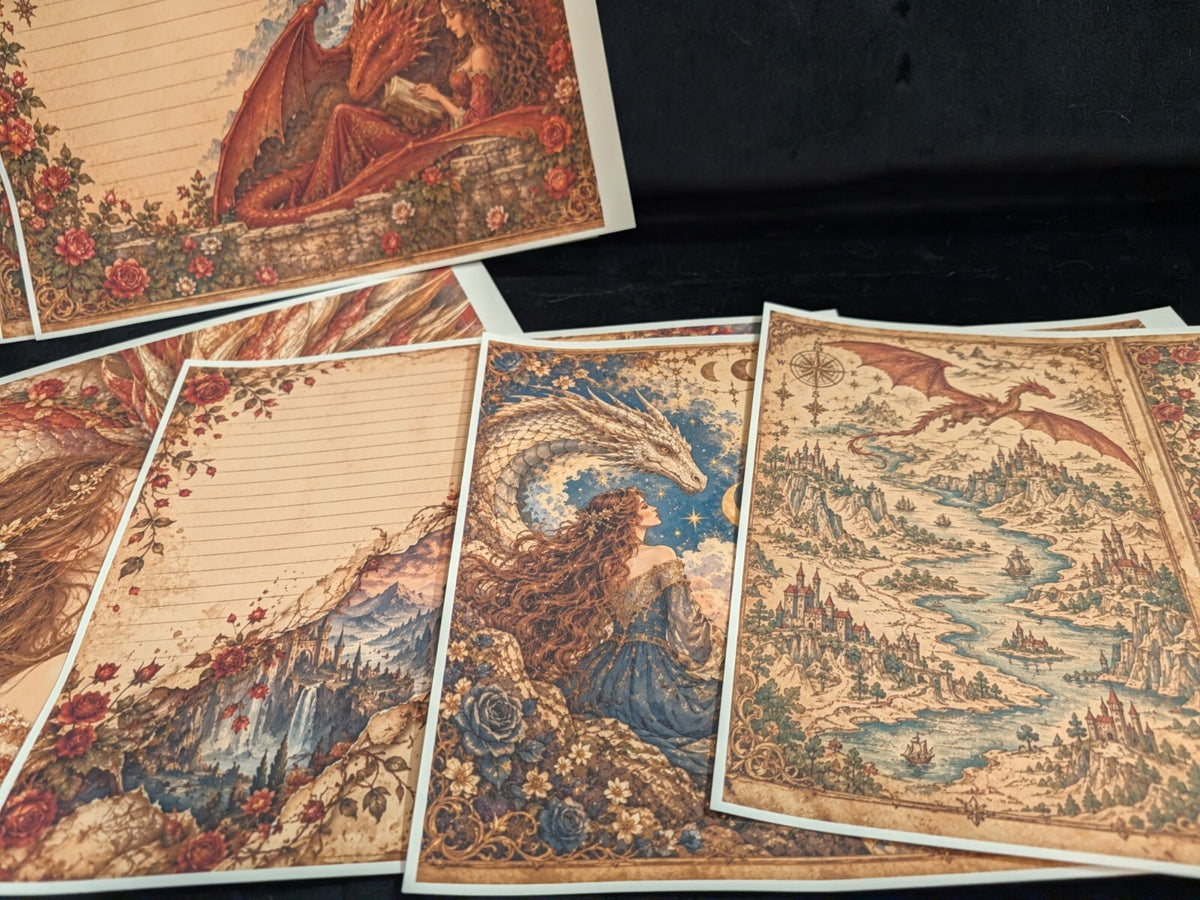 Dragonheart Paper Kit 6pc Dragon Journal Ephemera Fantasy Junk Journal Scrapbook
