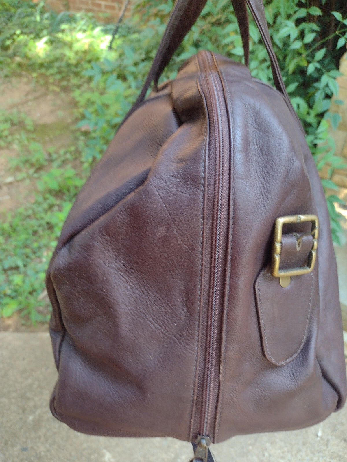 Vintage Genuine Leather Duffel Bag Chocolate Brown Weekender Travel Carry On
