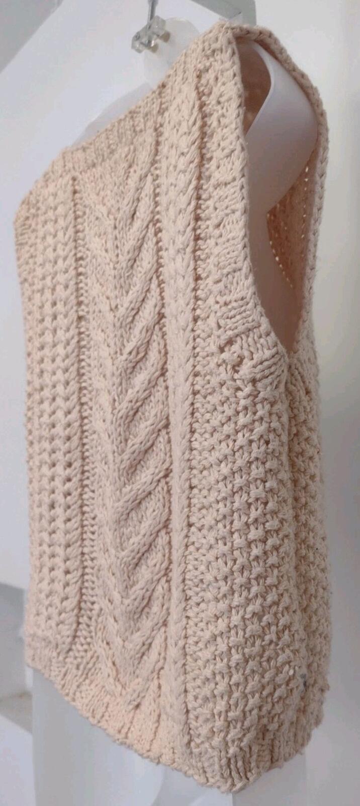 Jennifer Reed Hand Knit Silk Acrylic Vest Apricot Sleeveless Korea L 80s 90s