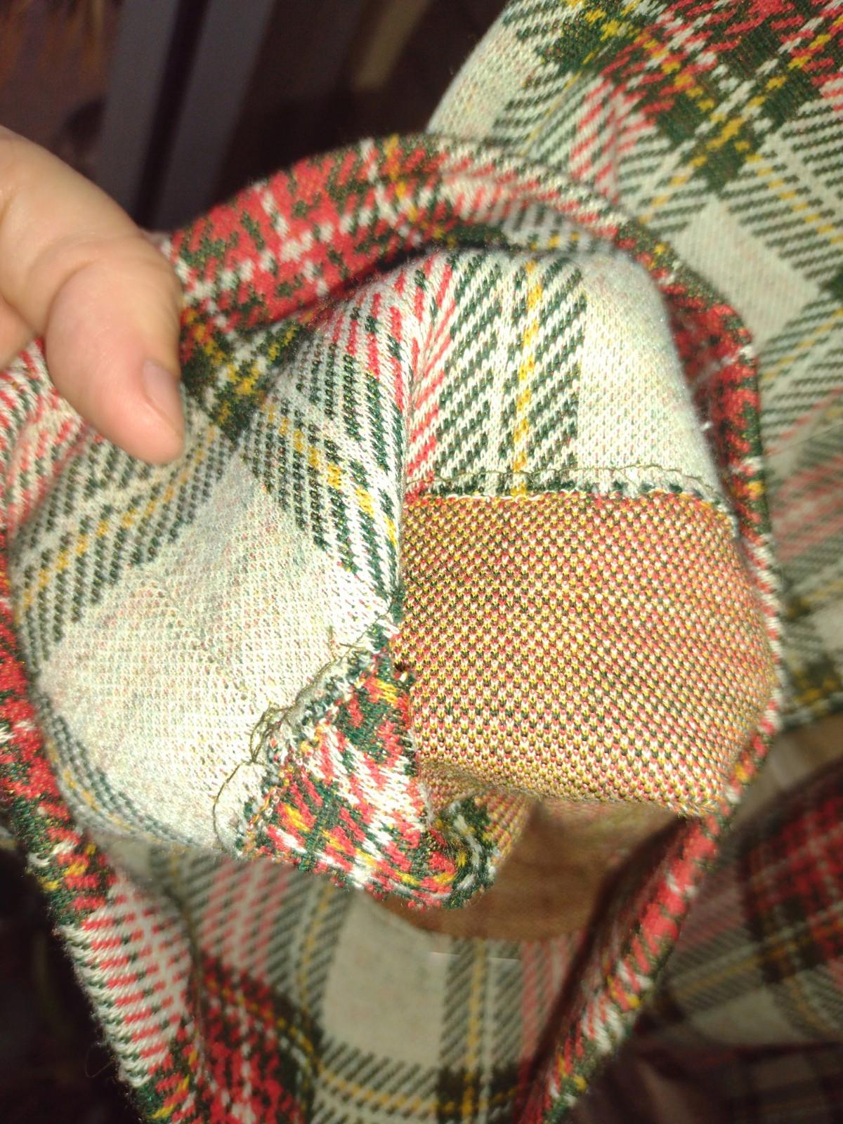 Vintage 70s Plaid Double Knit Wide Leg Pants Elastic Waist Red Green Lounge