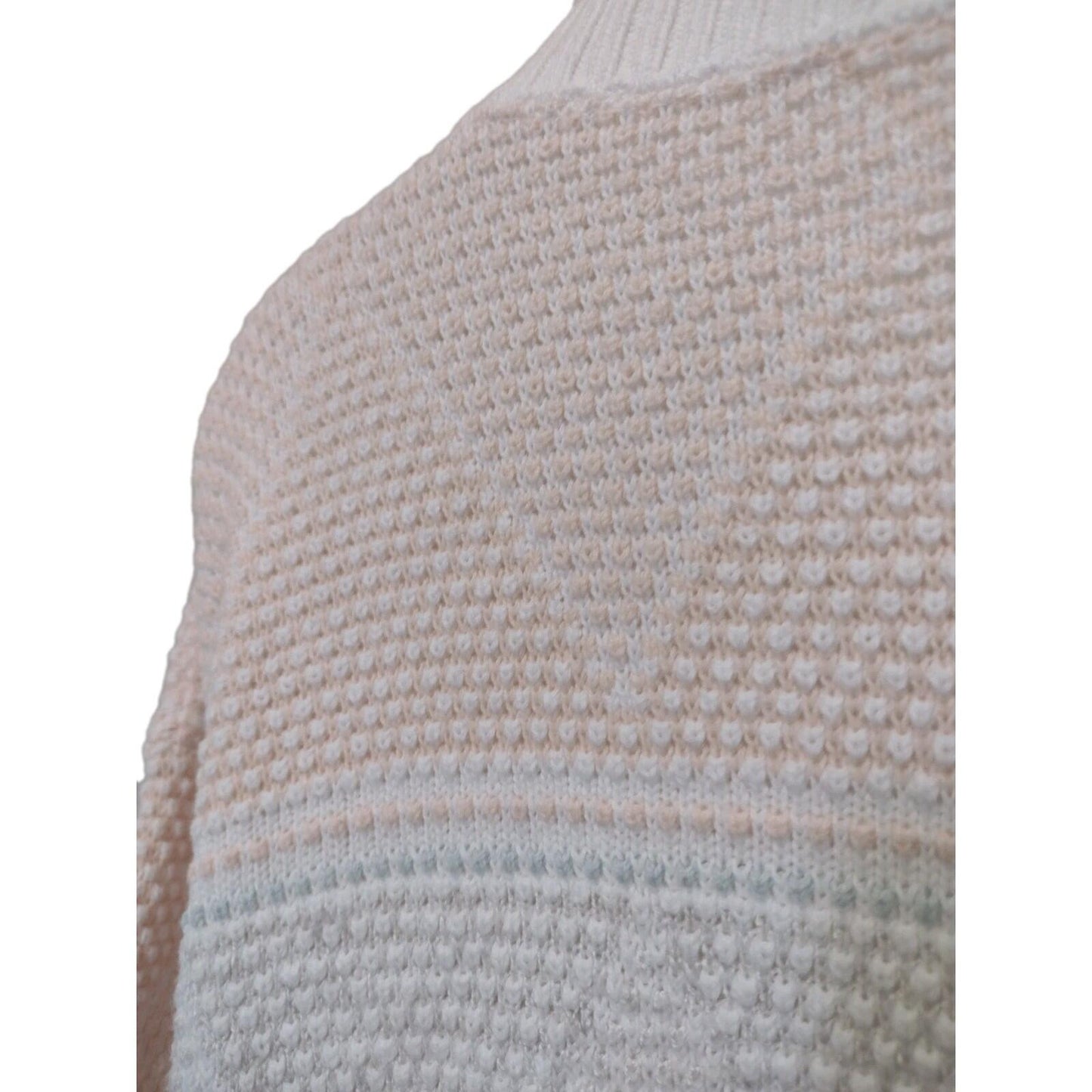 Vintage 80s Pastel Geometric Cotton Knit Short Sleeve Sweater Textured Nubby
