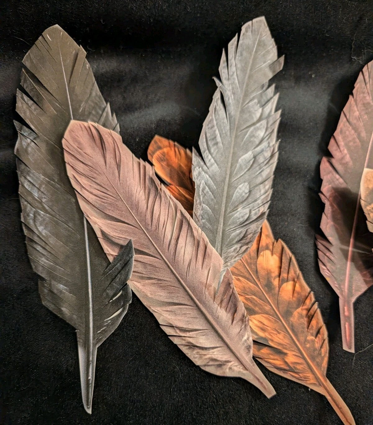 Hand Cut Feather Embellishments Set of 6 Junk Journal Ephemera 32 Designs Gothic