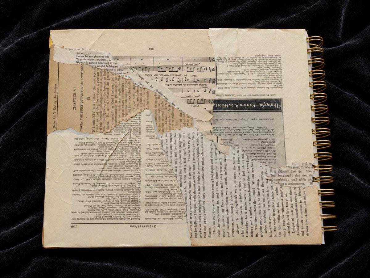 Jumbo 9x11 Gothic Junk Journal Midnight Garden Handmade Aged Spiral Journal