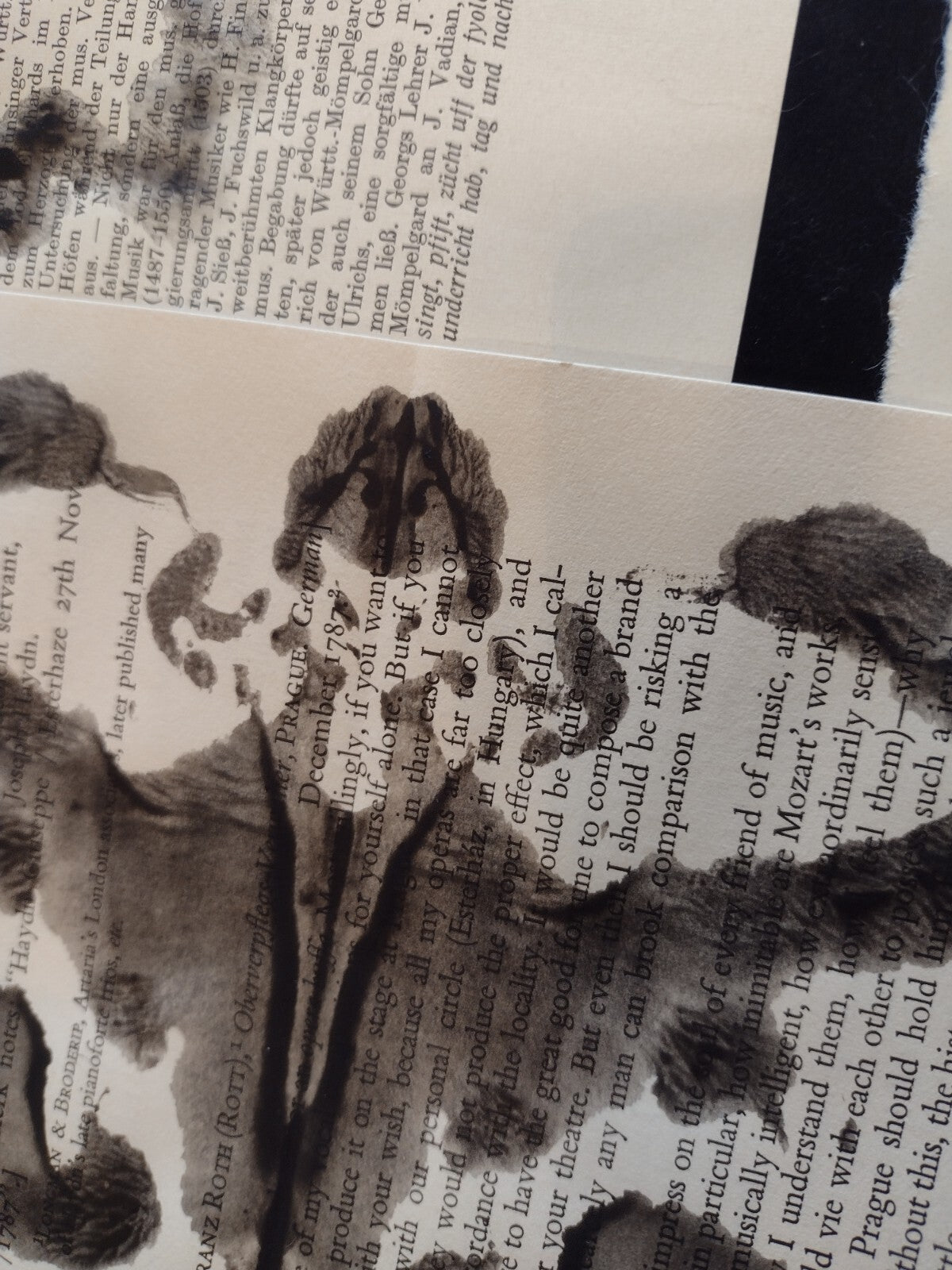 Rorschach Inspired Inkblot Hand Painted Vintage Book Pages 10 Pc Gothic Ephemera