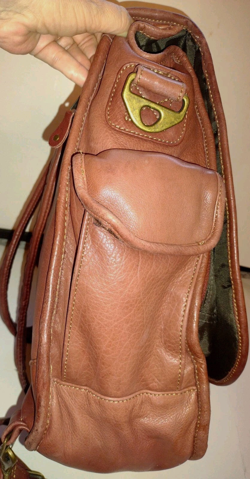 Leather Convertible Backpack Laptop Messenger Bag Brown Boho Travel 3 Way 16in