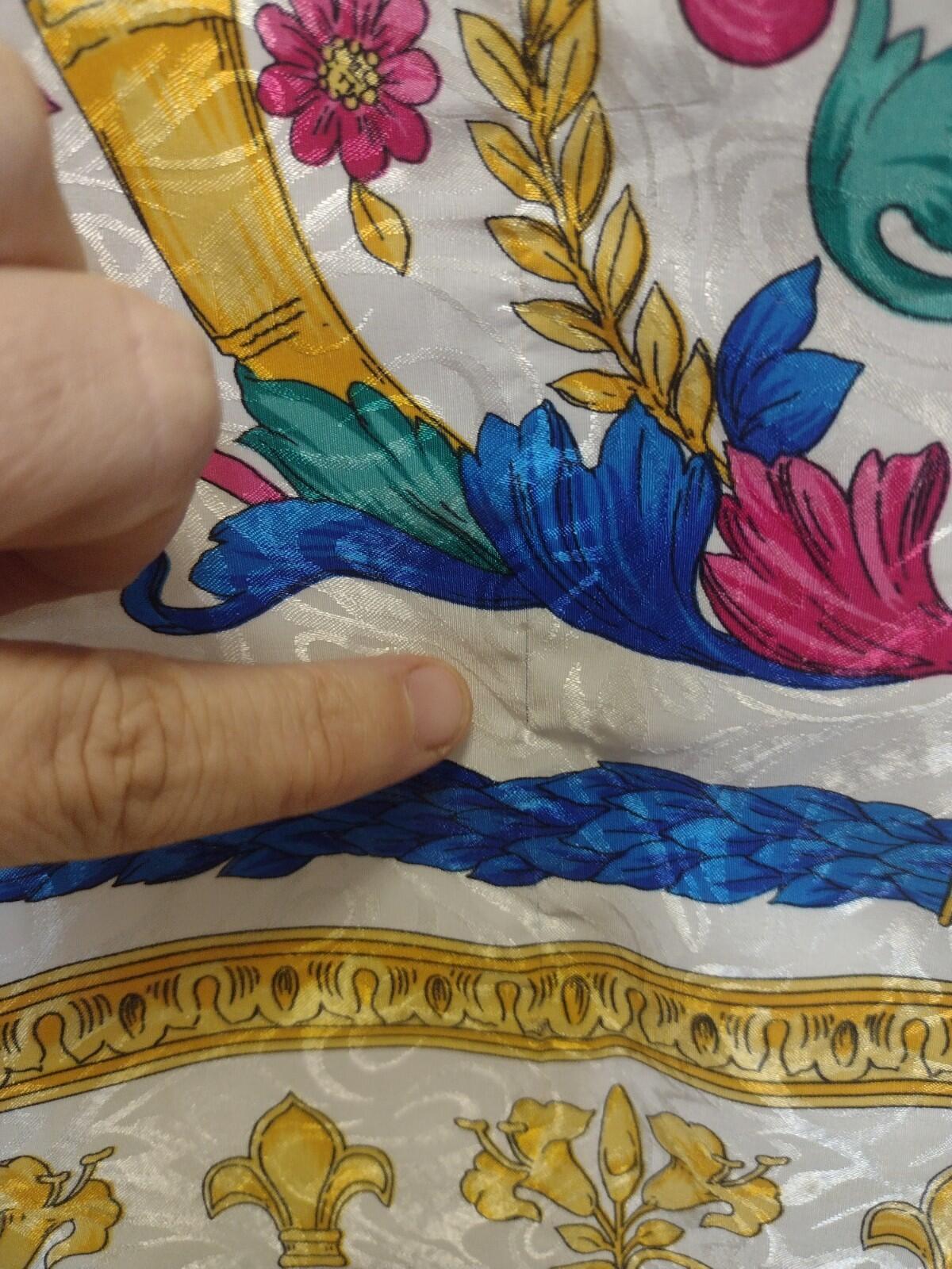 Pierre Cardin Baroque Satin Shirt L Gold Floral Scroll Vintage Luxe 80s