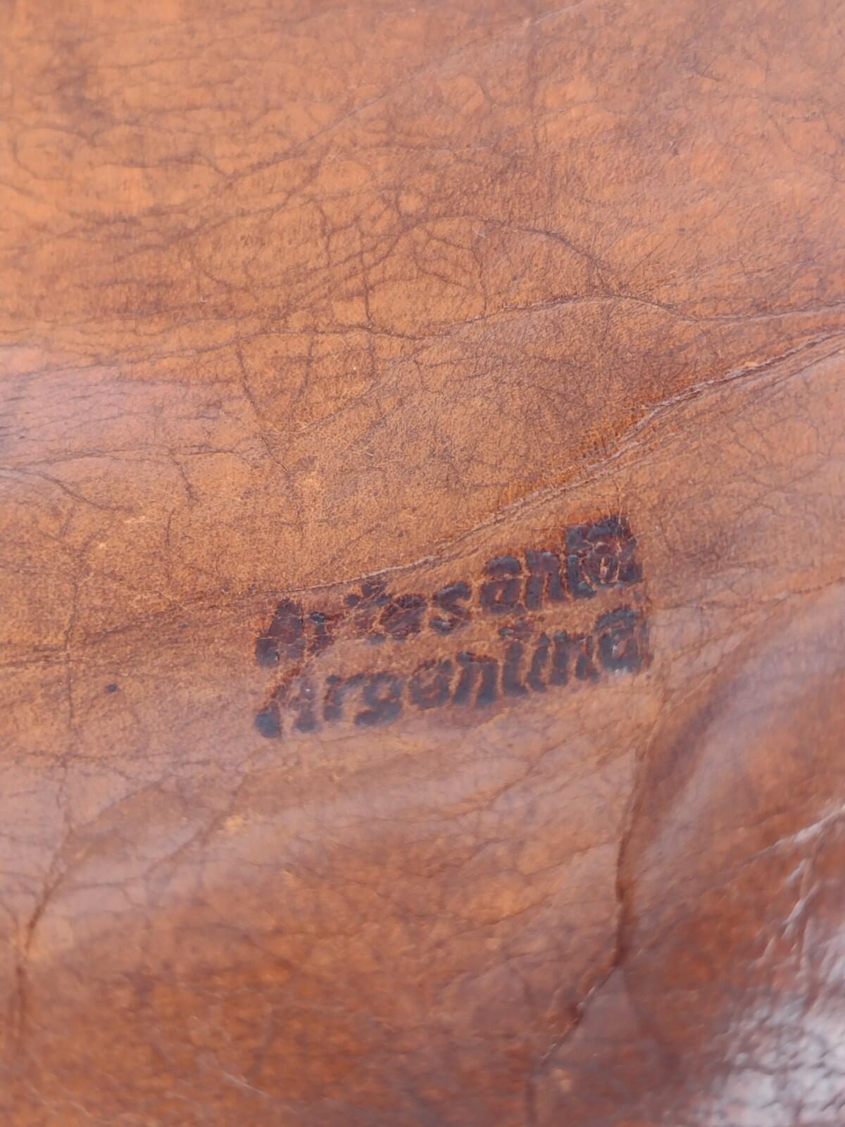 Vintage 70s Artesanía Argentina Leather Crossbody Bag Handcrafted Boho