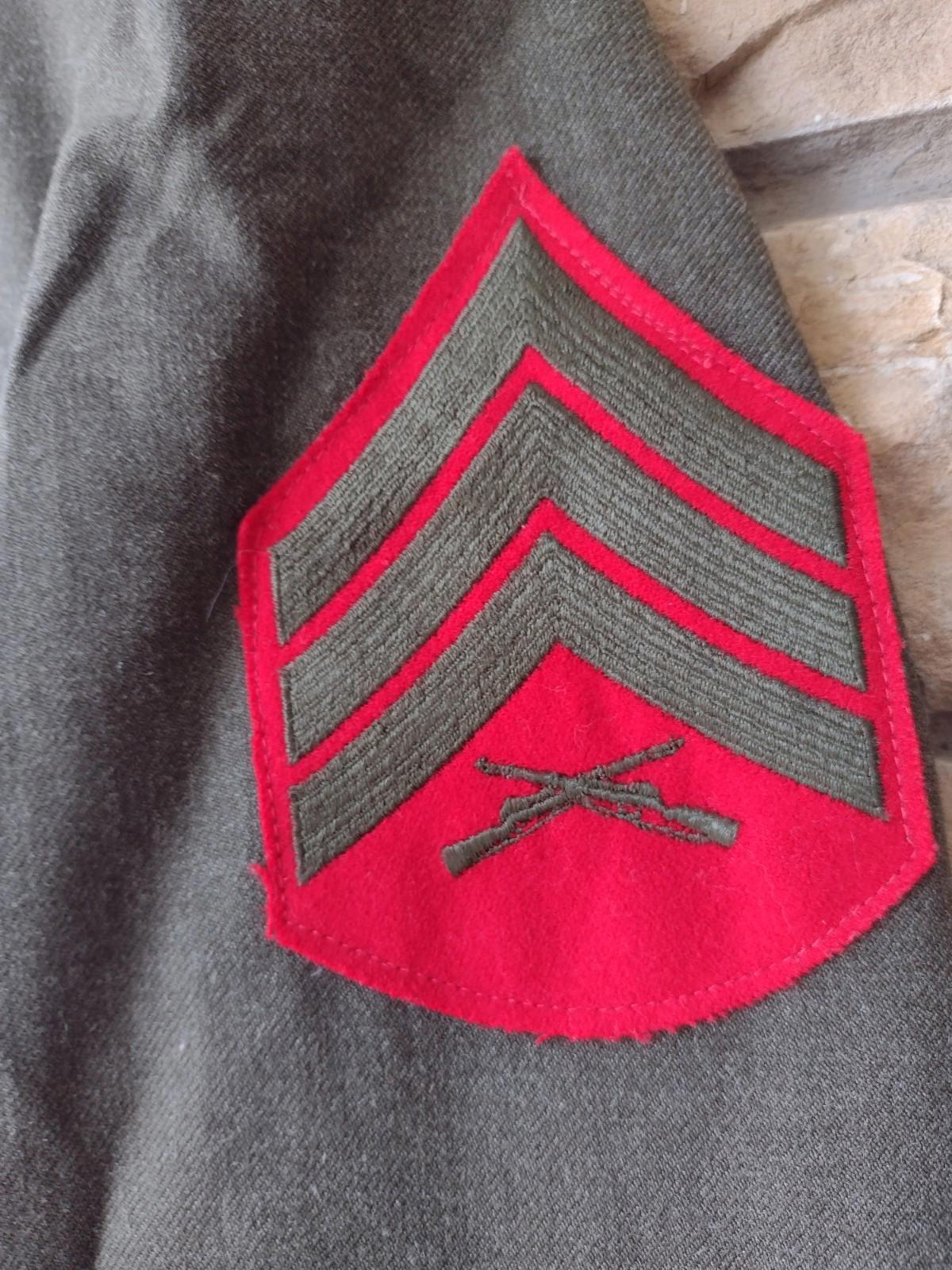1967 USMC Pristine Wool Service Coat Sgt Rank Vietnam Era Named G.E. Moore Sz 36
