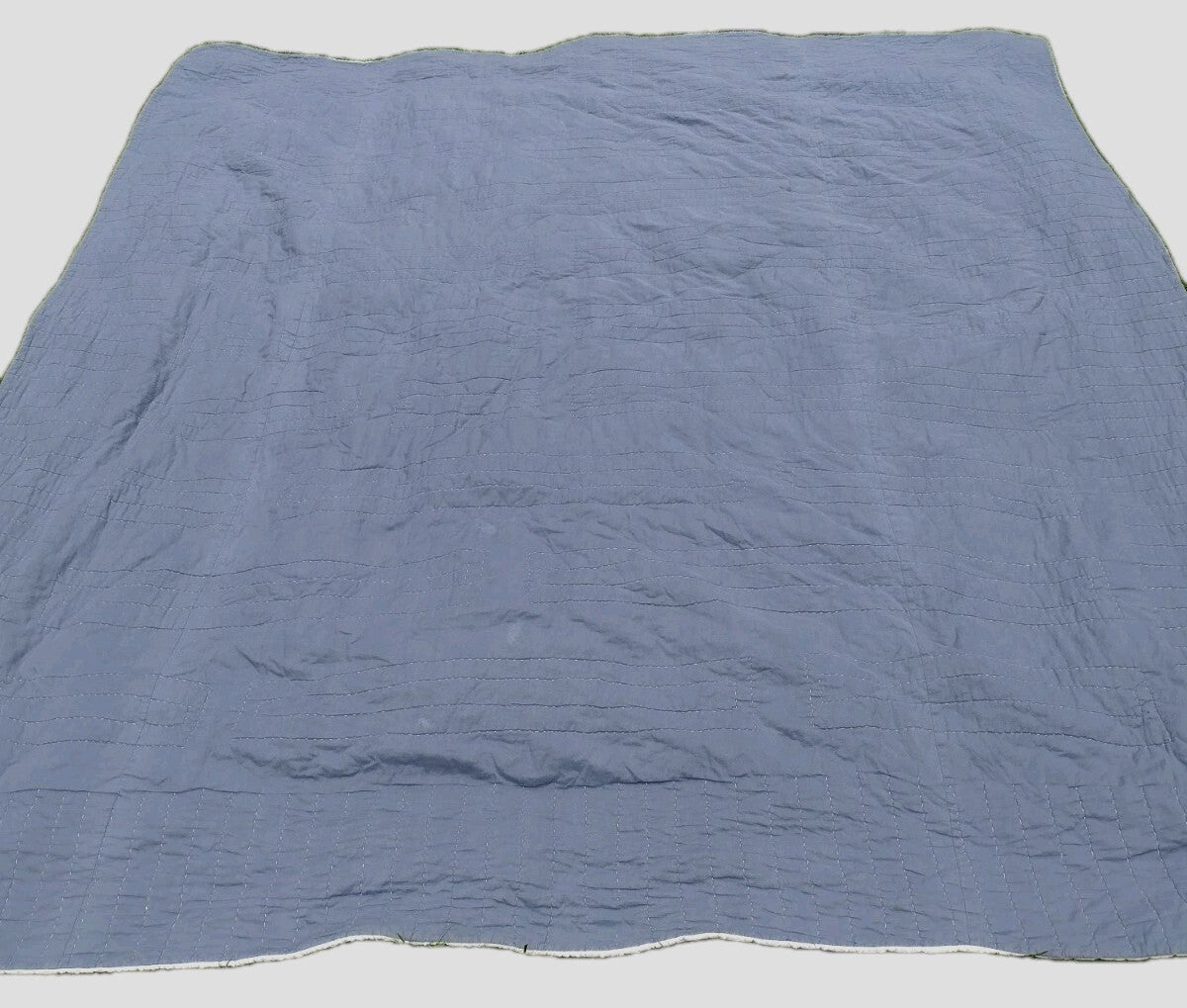 Woolrich Full Queen Quilt Blue Patchwork Plaid Reversible Cotton Farmhouse