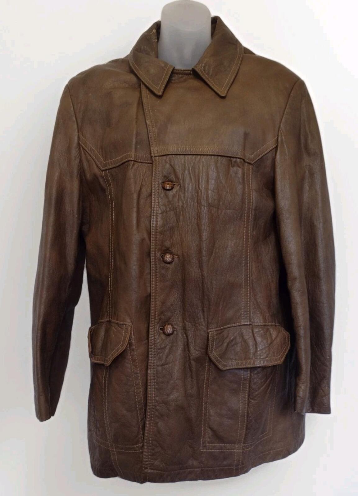 Grais Angel Skin Cabretta Leather Jacket 42R Zip Out Lining Made USA Brown