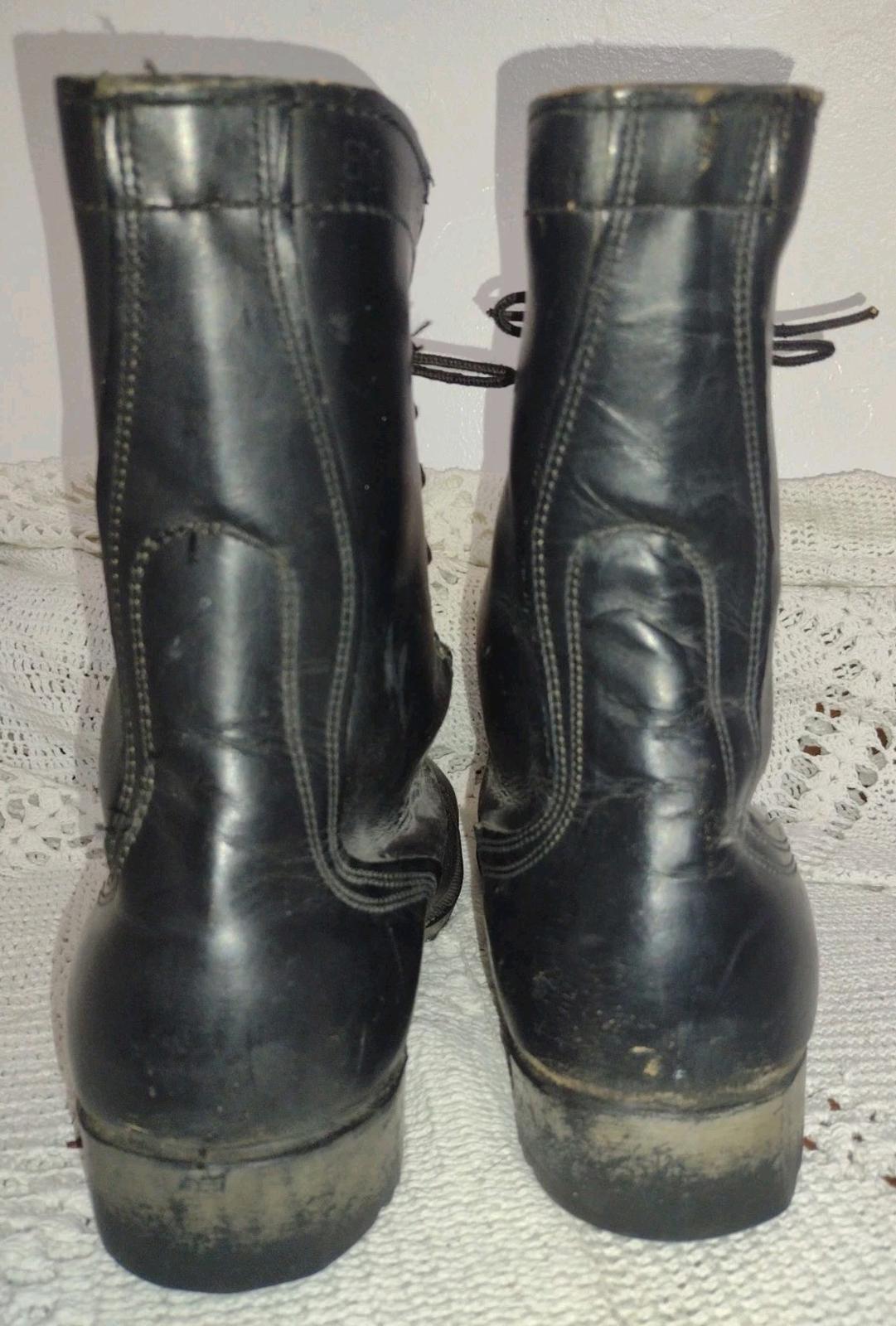 Vintage 1981 Black Leather Combat Boots 8.5R PH Code Original Laces & Soles