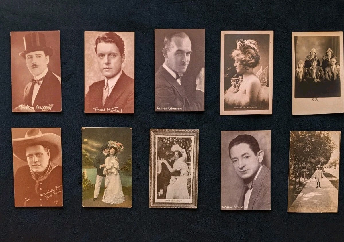 Vintage Postcard Lot 10 1920s Exhibit Arcade Movie Star RPPC Fairy Butterflies