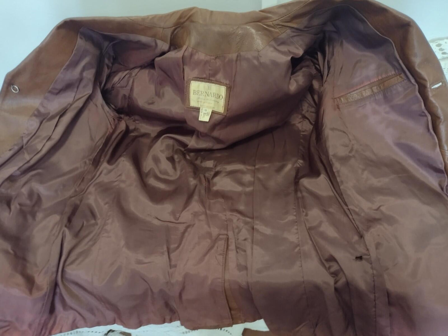 Vintage 70s Bernardo Mexico Leather Jacket 46 Cognac Brown Western Style