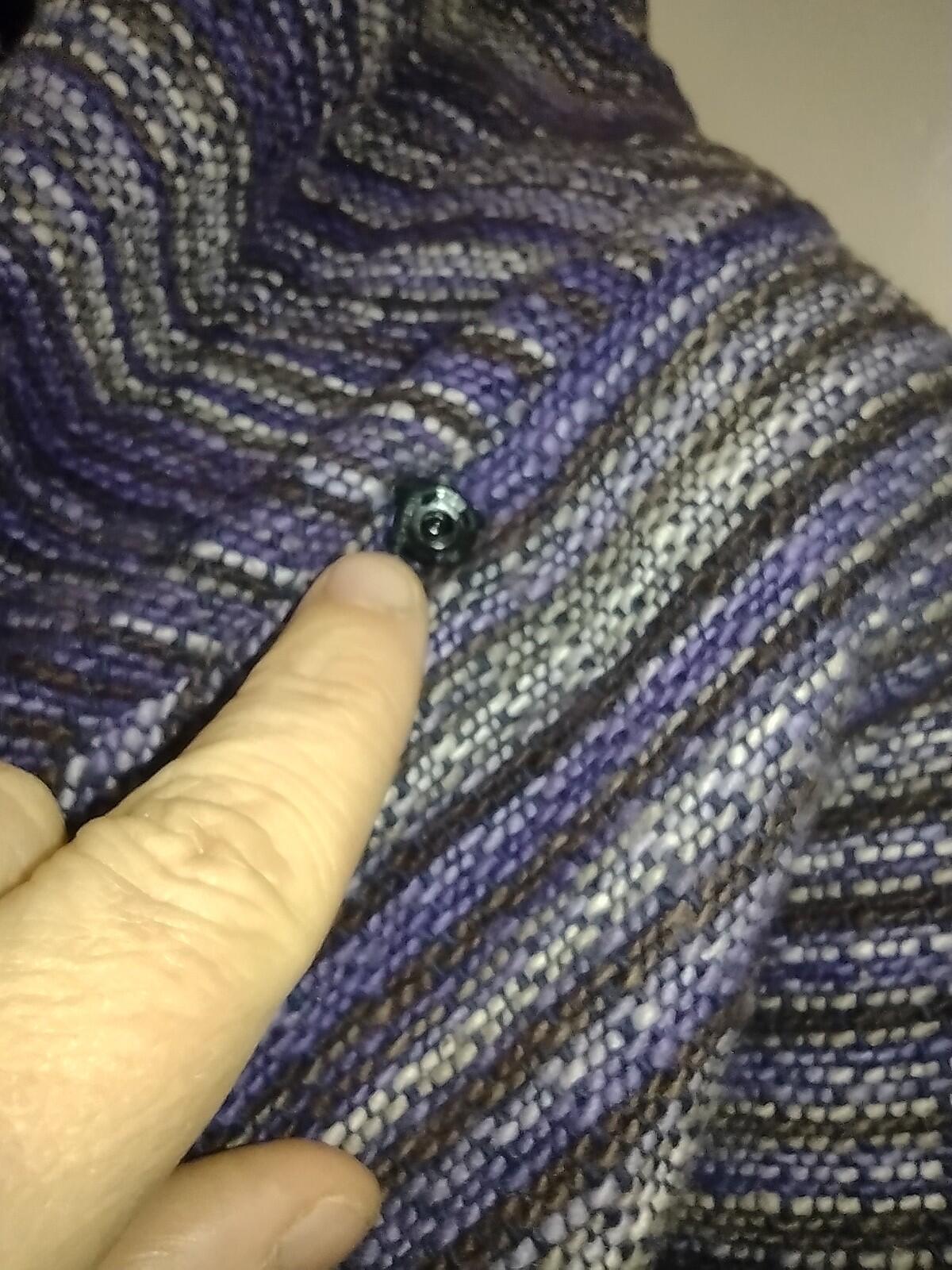 Handwoven Thai Cotton Poncho Purple Striped Fringe Shawl Snap Neck