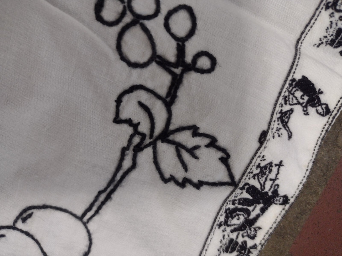 Vintage Slovak Embroidered Kitchen Wall Cloth Folk Art Proverb Textile