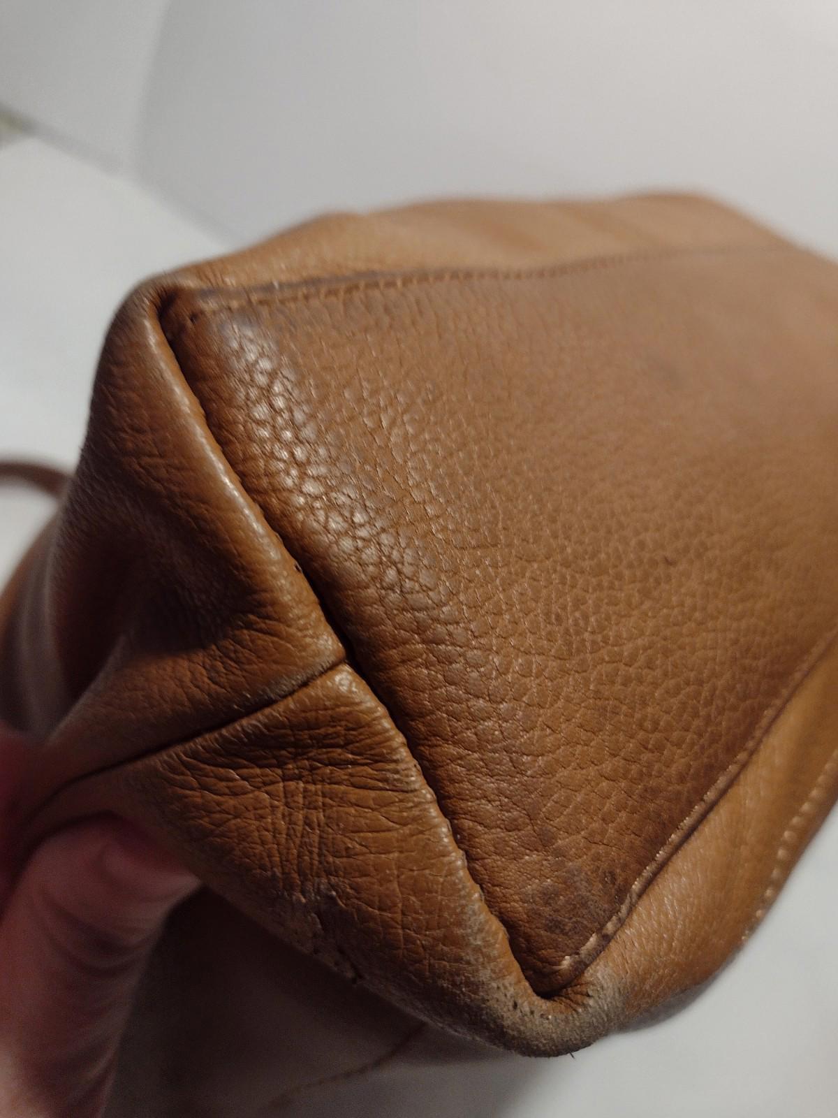 VTG Giani Bernini Caramel Genuine Leather Shoulder Bag Organizer Adjustable Strp