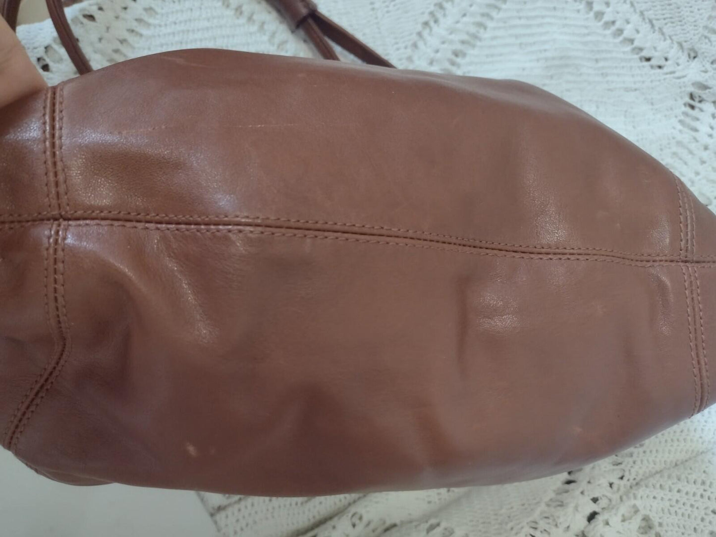 Cee Klein Genuine Leather Shoulder Bag Brown Gold Hardware Vintage Y2K