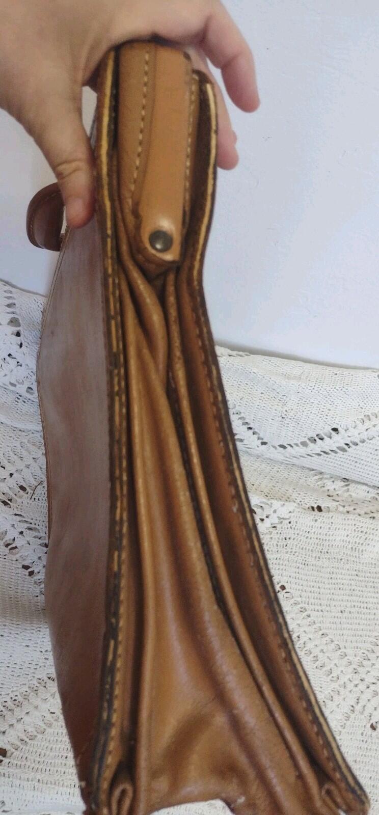 VTG 60s Arflite Leather Briefcase Brass Hardware Mid Century Structured 18x14x5