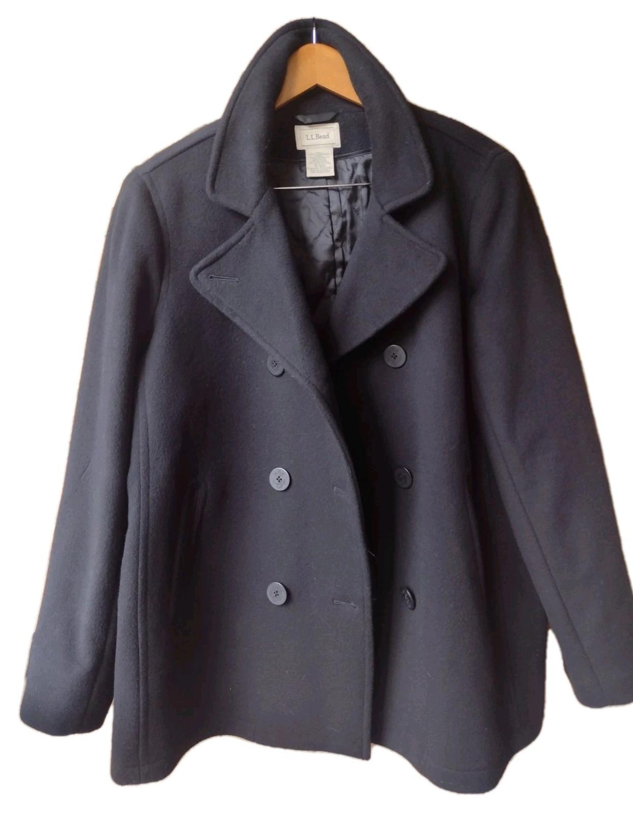 LL Bean Lambswool Thinsulate Peacoat Black Women’s 18 Reg Quilted Lined Warm