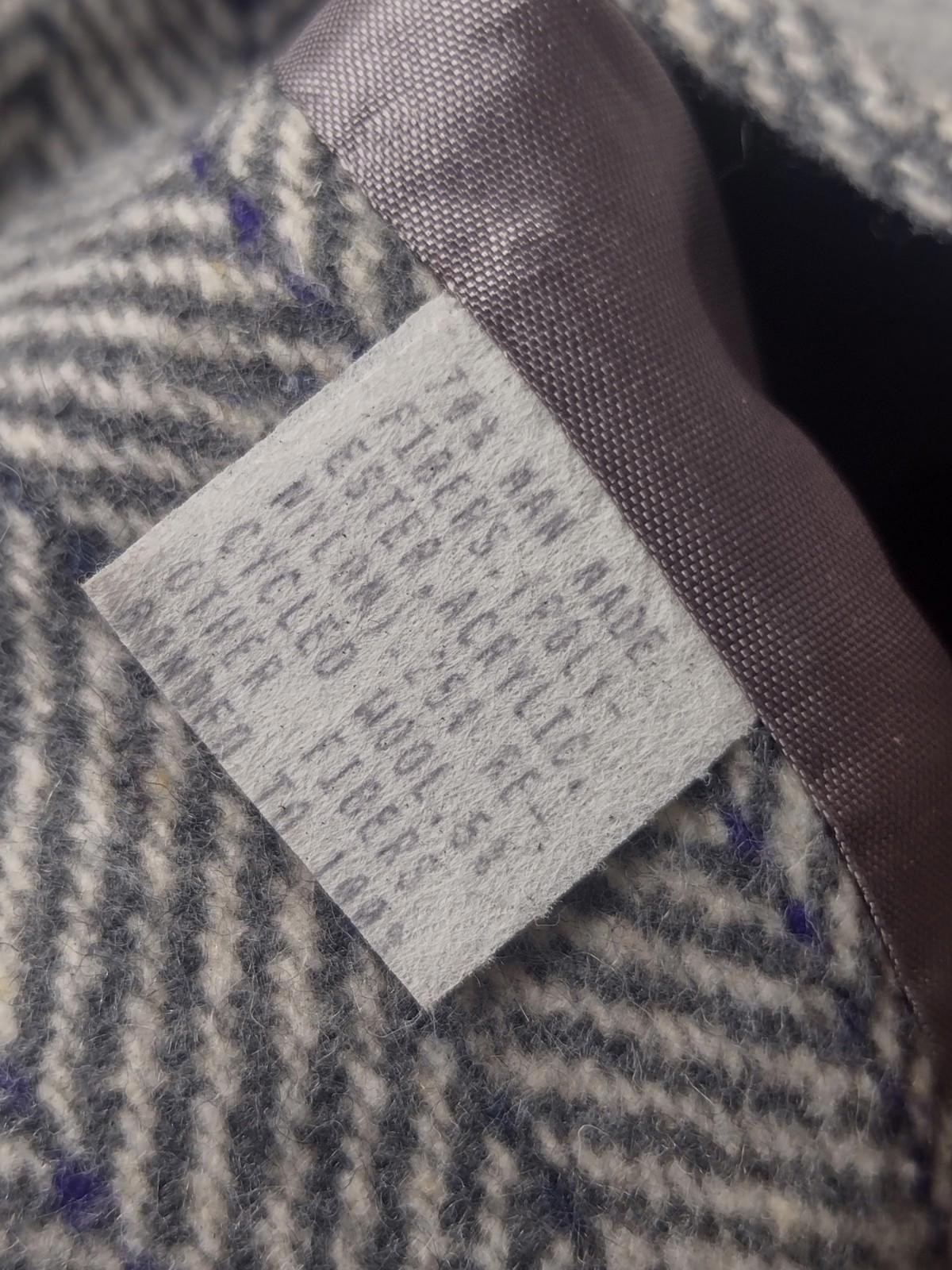 VTG Deadstock 90s Ms New Yorker Wool Chevron Overcoat Gray Purple Tweed 14 NWT