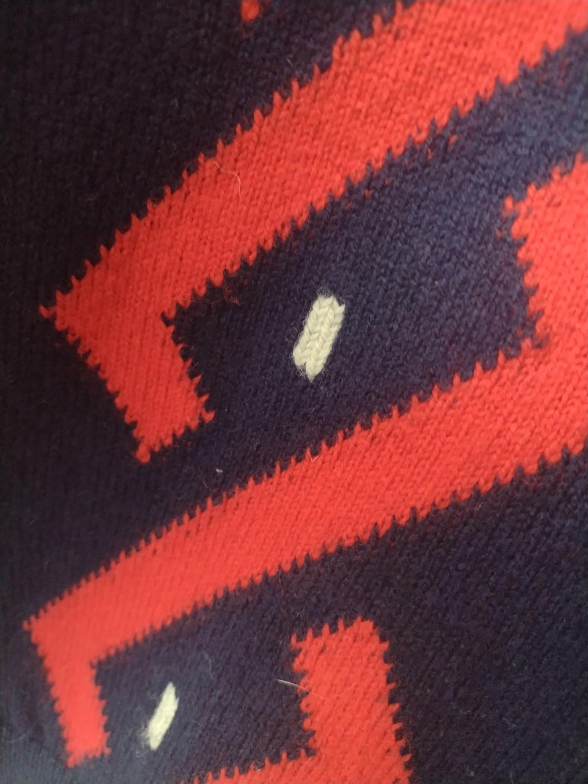 Vintage Pringle Sports Wool Sweater XL Navy Red Geometric Made in Scotland