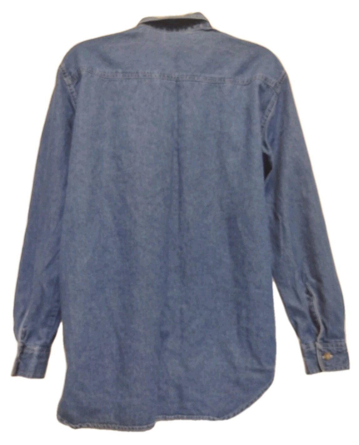 Vintage Denim Shirt Embroidered Cardinals Birdhouse Cotton Button Up Women's L