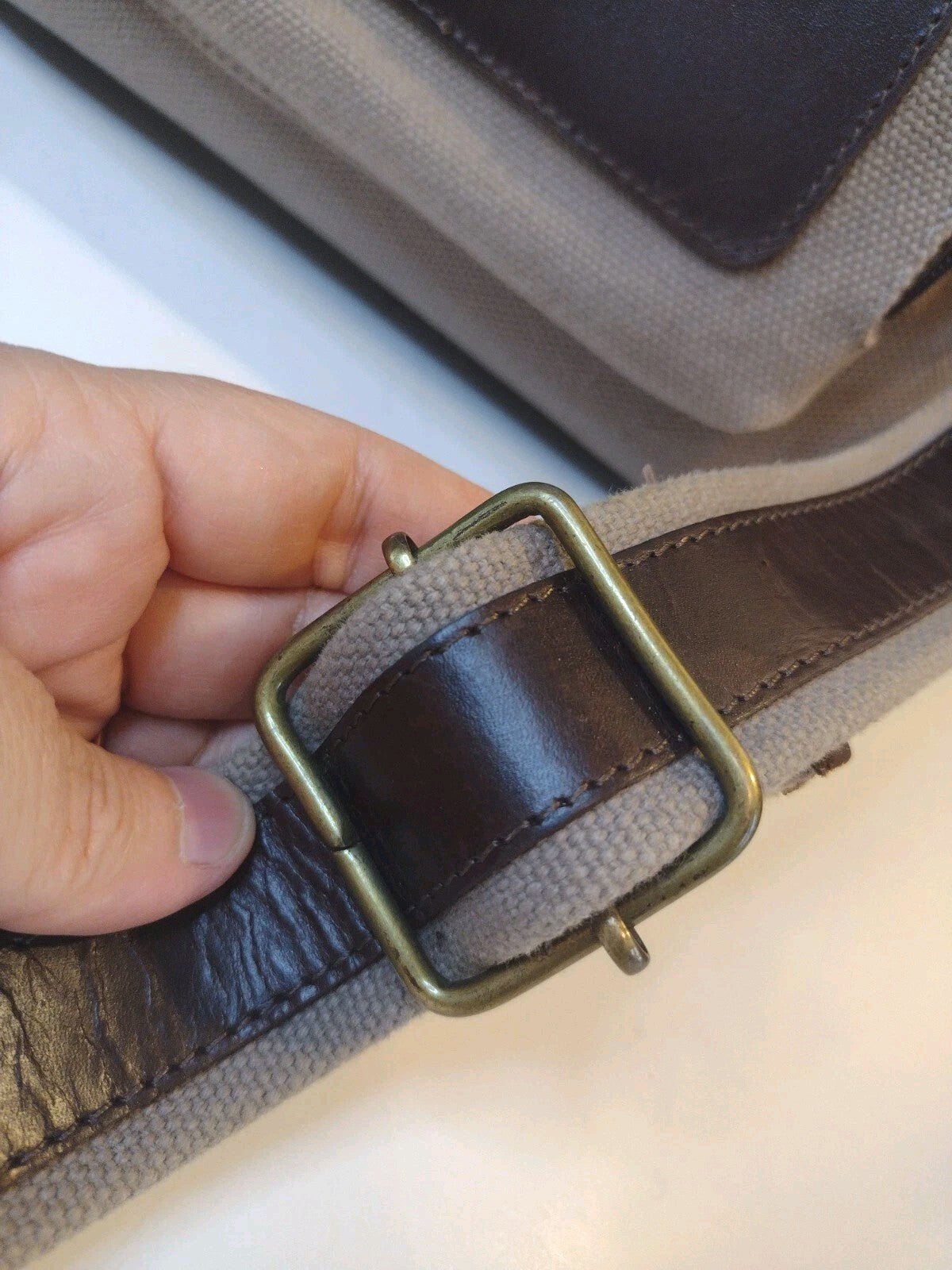 Green Mountain Leather Canvas Messenger Bag Brown Crossbody Utility Travel EDC