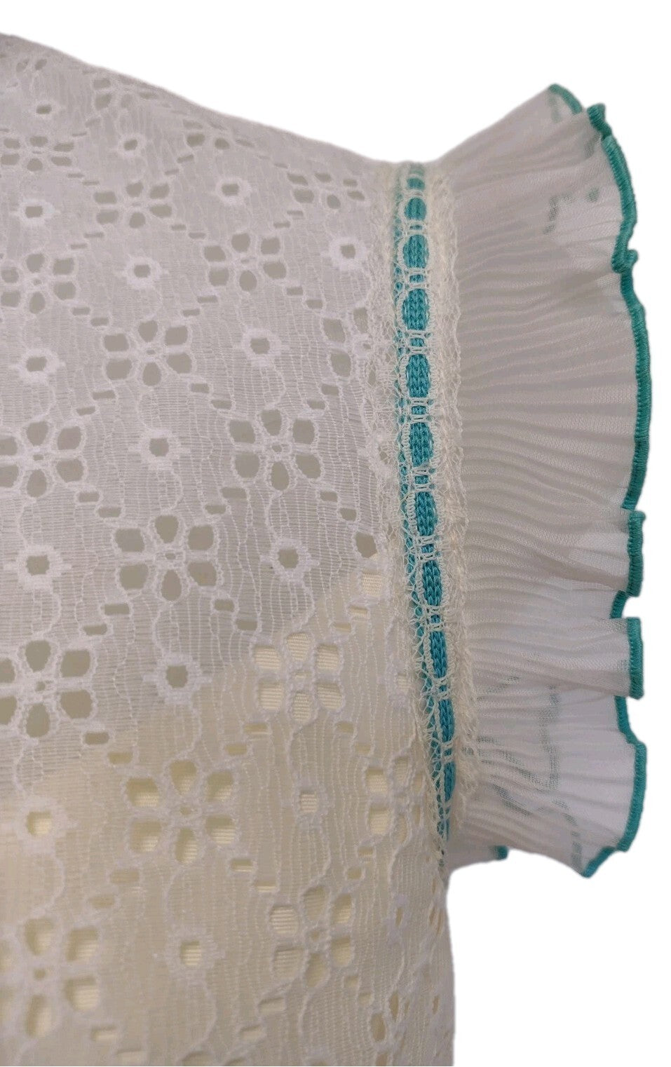 Vintage 70s Nadine Prairie Maxi Dress Ivory Lace Turquoise Victorian XS