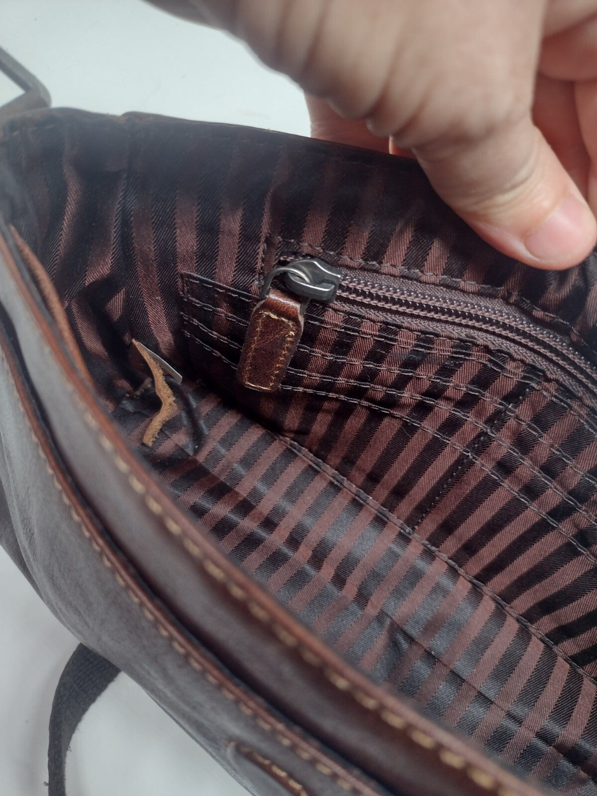 Jack Georges Brown Leather Crossbody Bag Organizer Distressed Patina Messenger