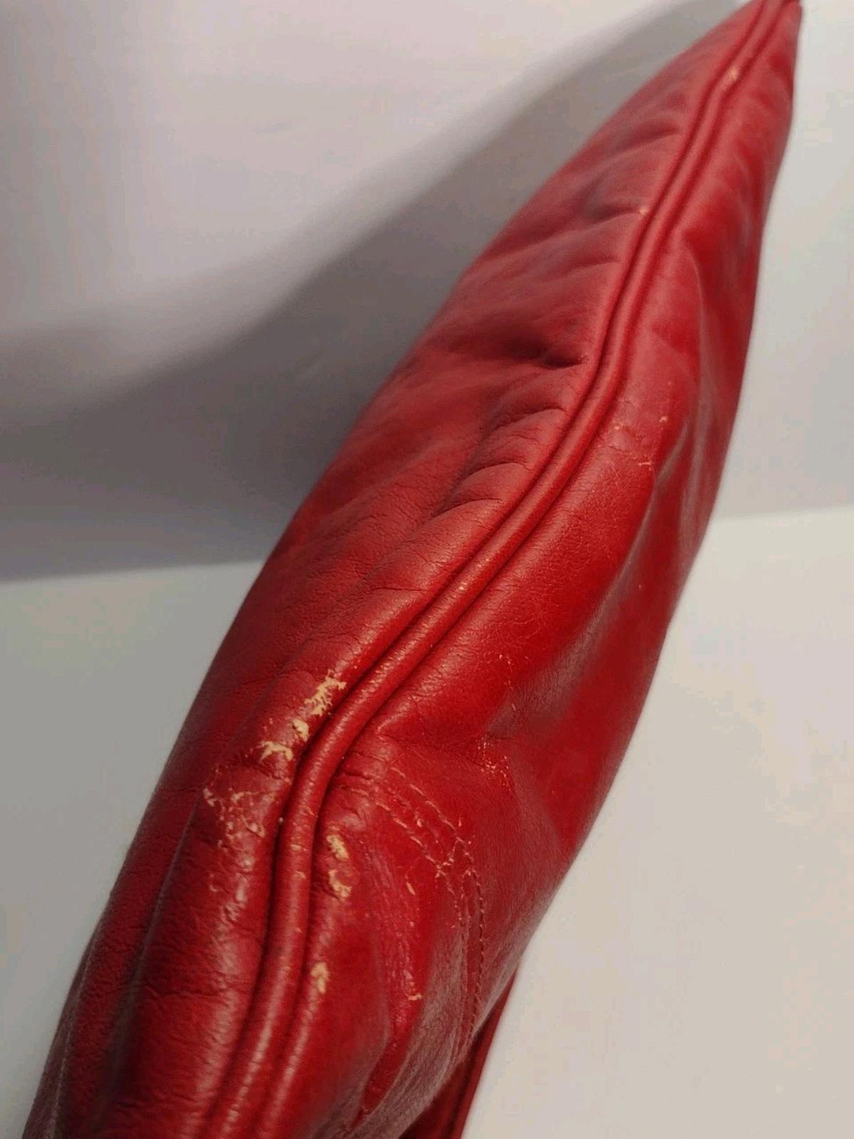 Vintage Sarne Country Crafted Red Faux Leather Envelope Clutch Bag Taiwan 14x10