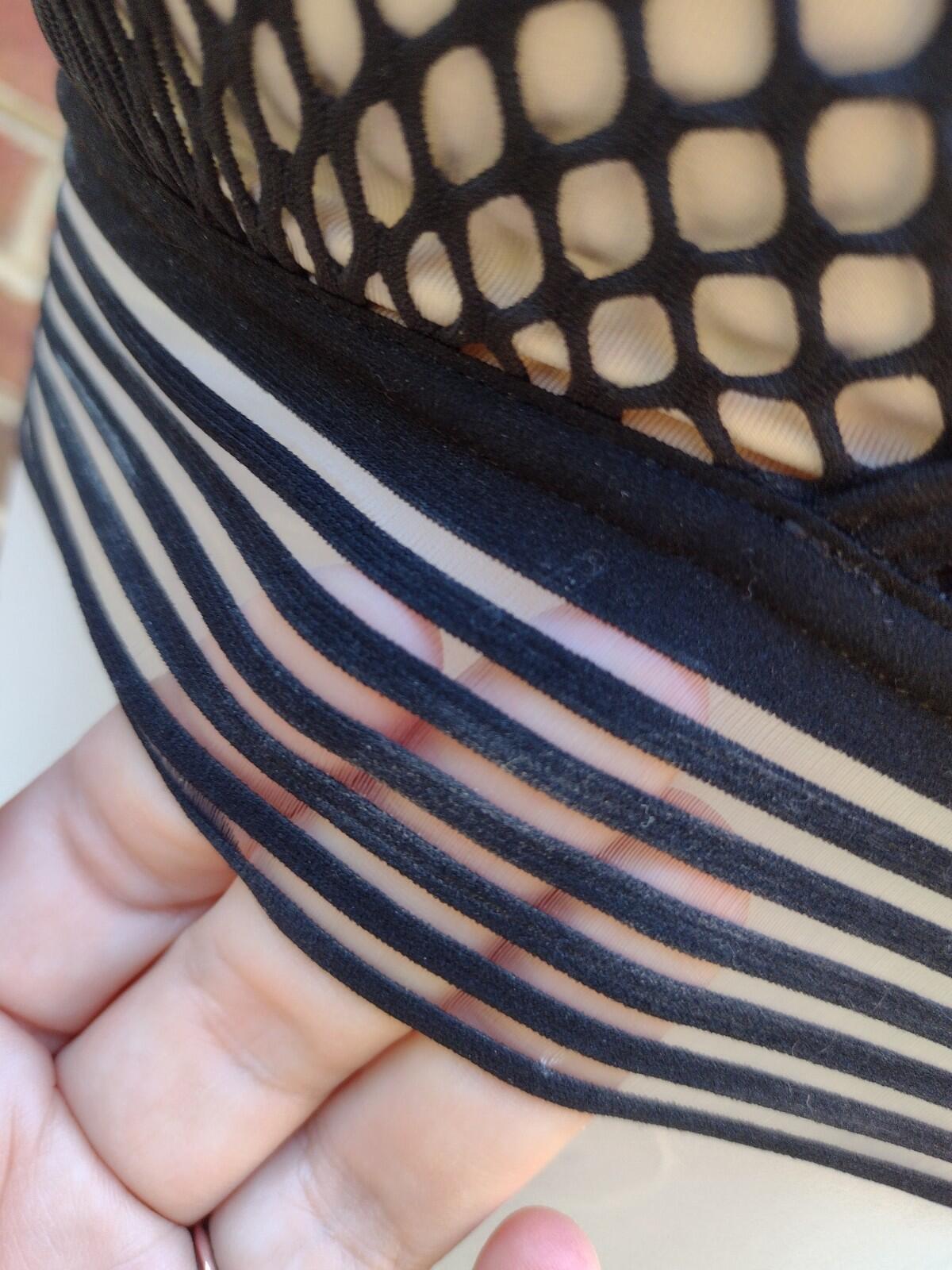 Victoria Sport Fishnet Mesh Sports Bra 32B Nude Illusion Strappy Athleisure