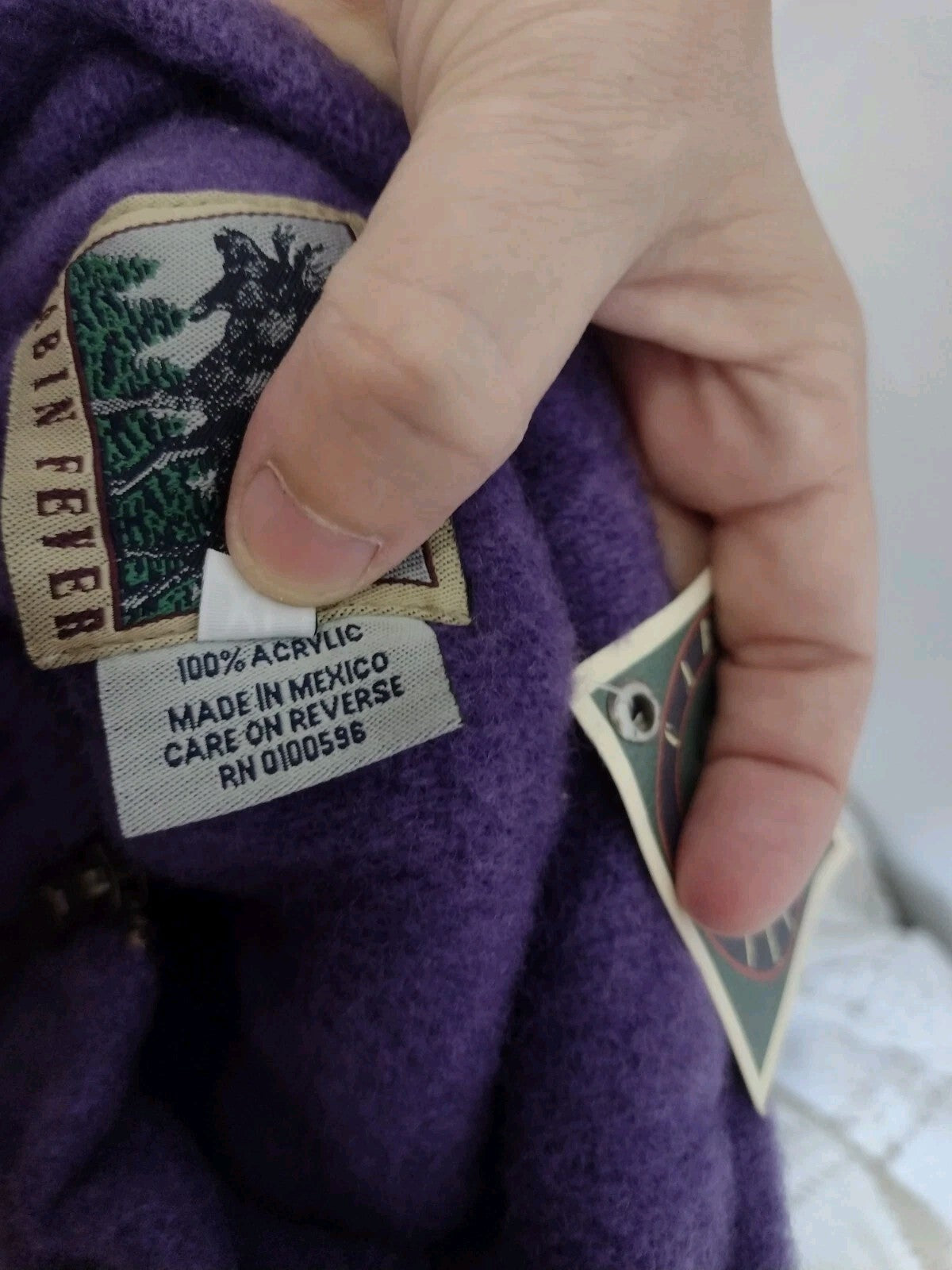 Vintage 90s Cabin Fever Purple Cat Fleece Pullover XL Deadstock Oversized Boxy