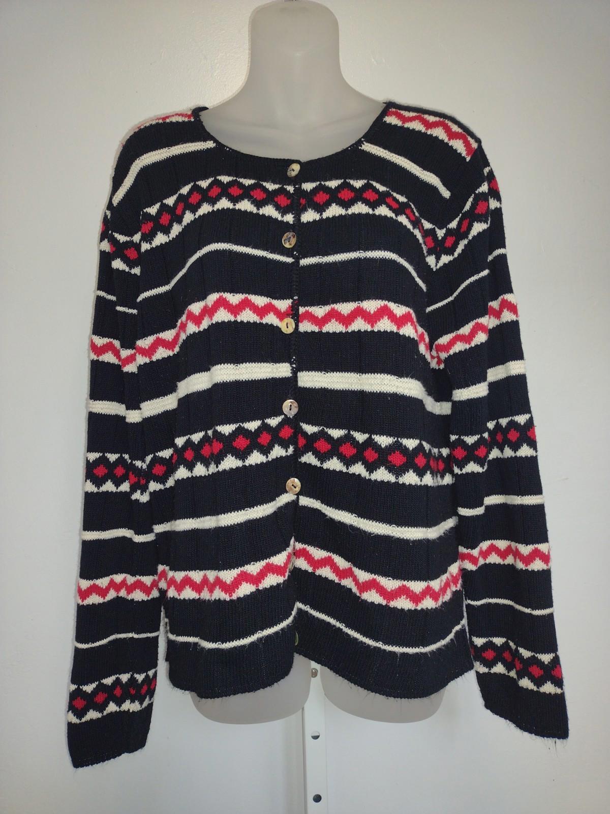 Vintage 1980s Reba Rose Cardigan Sweater – Made in USAClassic Sz XL