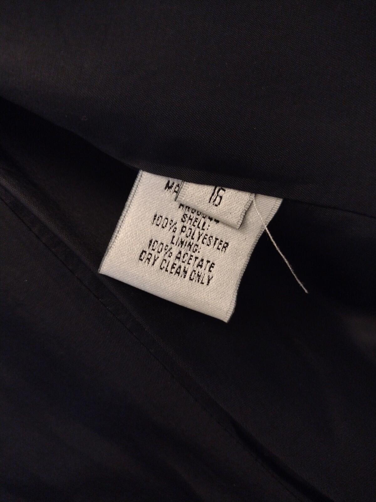 Vintage John Meyer Black Blazer Long With Red Collar Jacket Size 16W