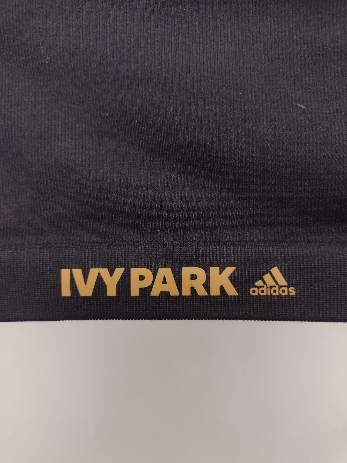 Adidas Ivy Park Ribbed Knit Crop Top Black Gold Logo Size Small